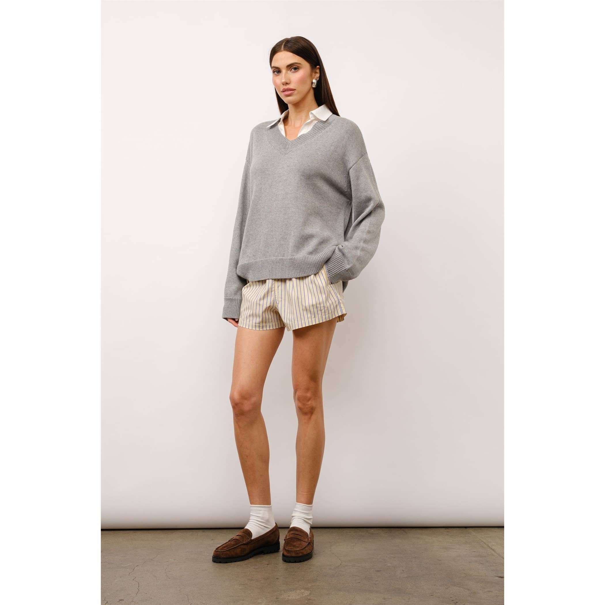 Cove Collared Two-Fer Oversized Sweater
