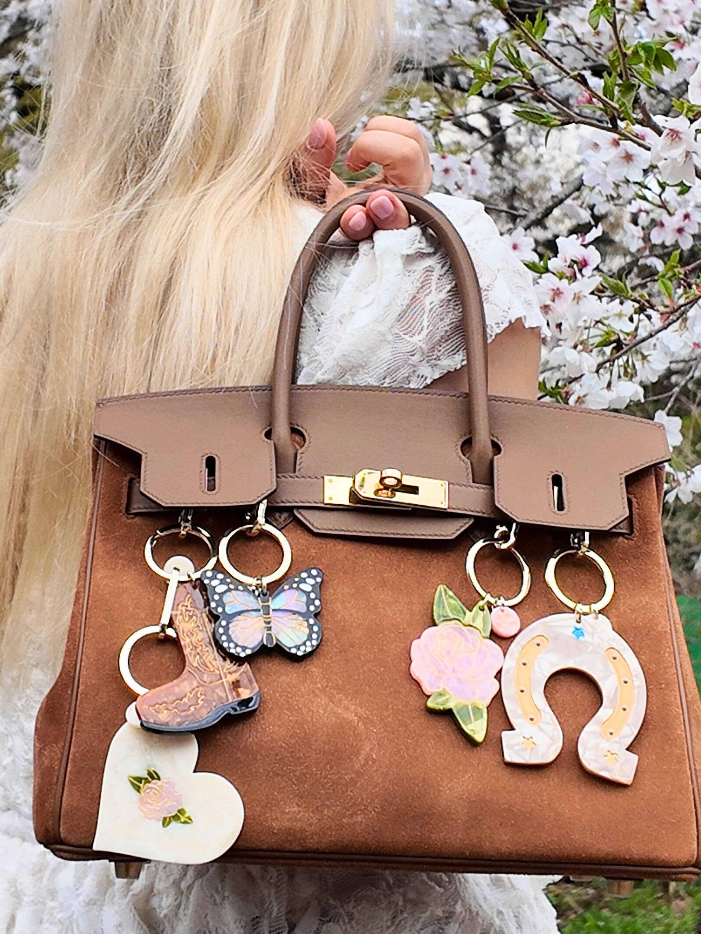 Hand-painted Cowboy Boot Bag Charm & Keychain