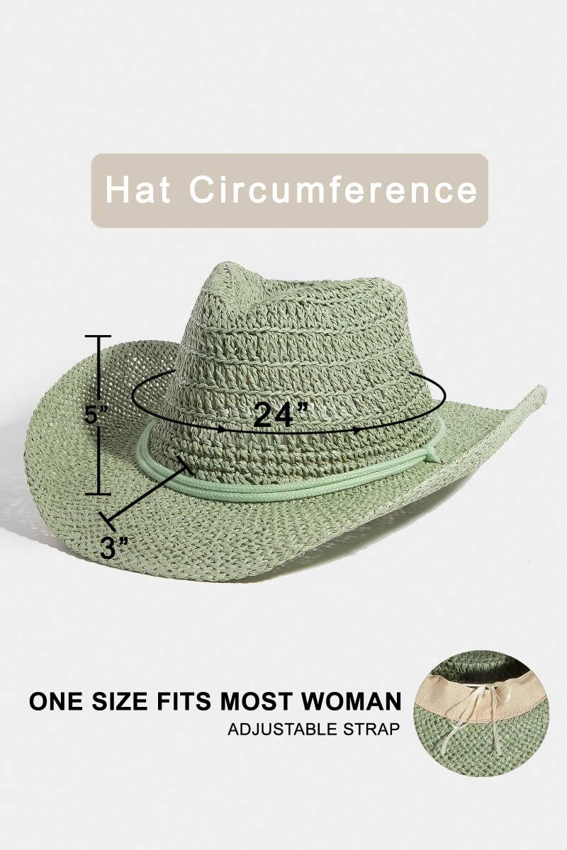 Western Straw Braided Double Rope Cowboy Hat