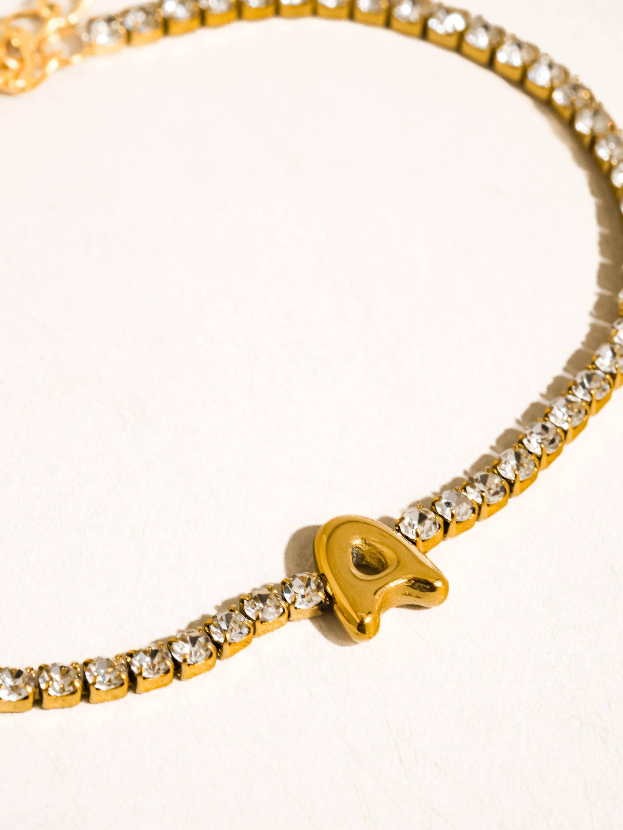 18K GOLD RHINESTONE LETTER BRACELET