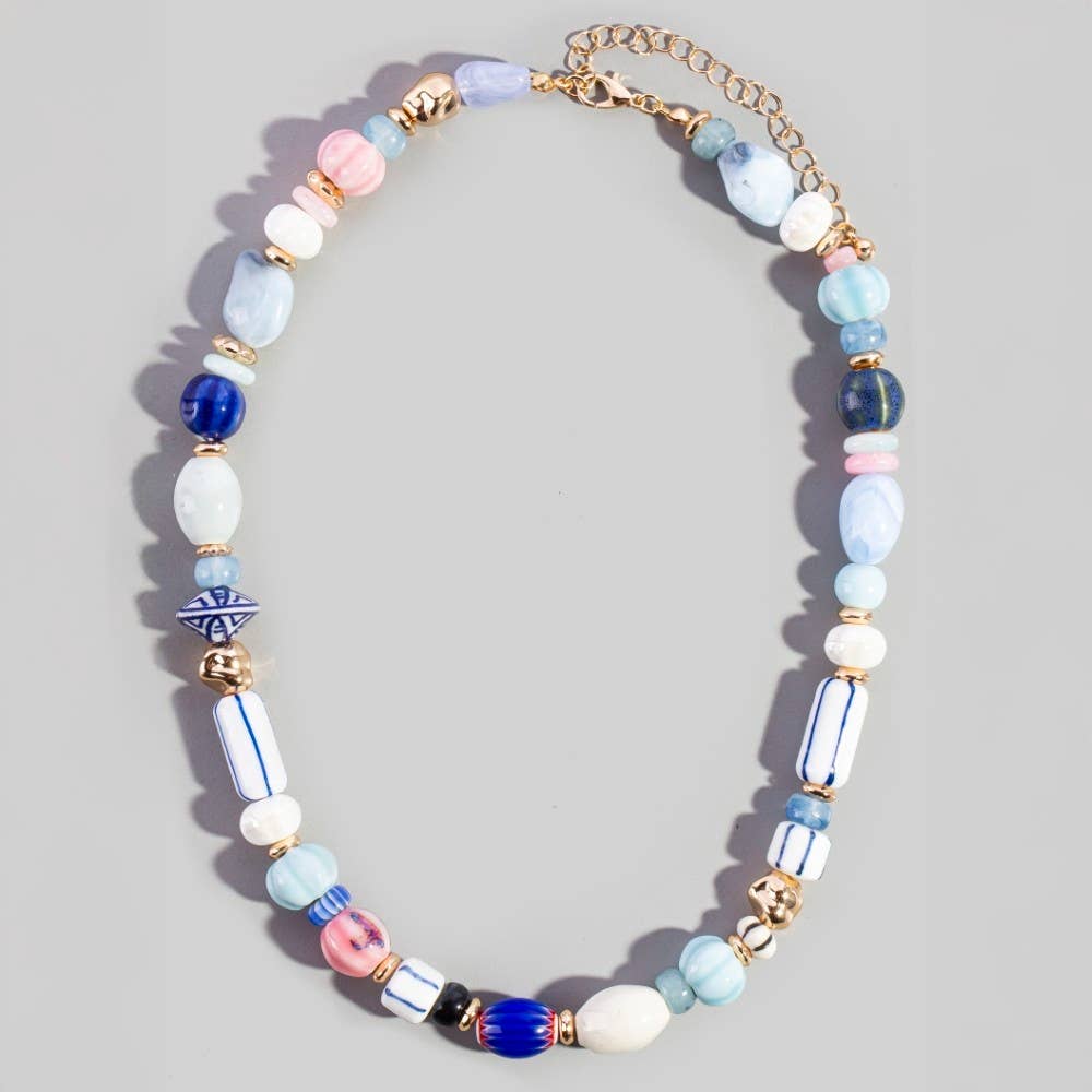MIXED GLASS BEAD NECKLACE