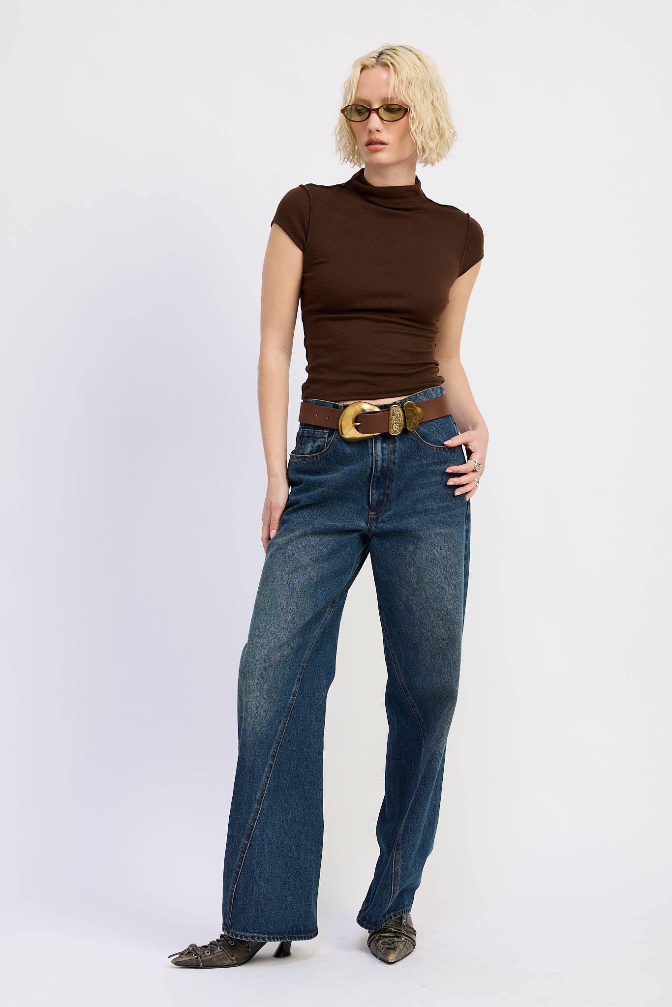Mock Neck With Exposed Seams