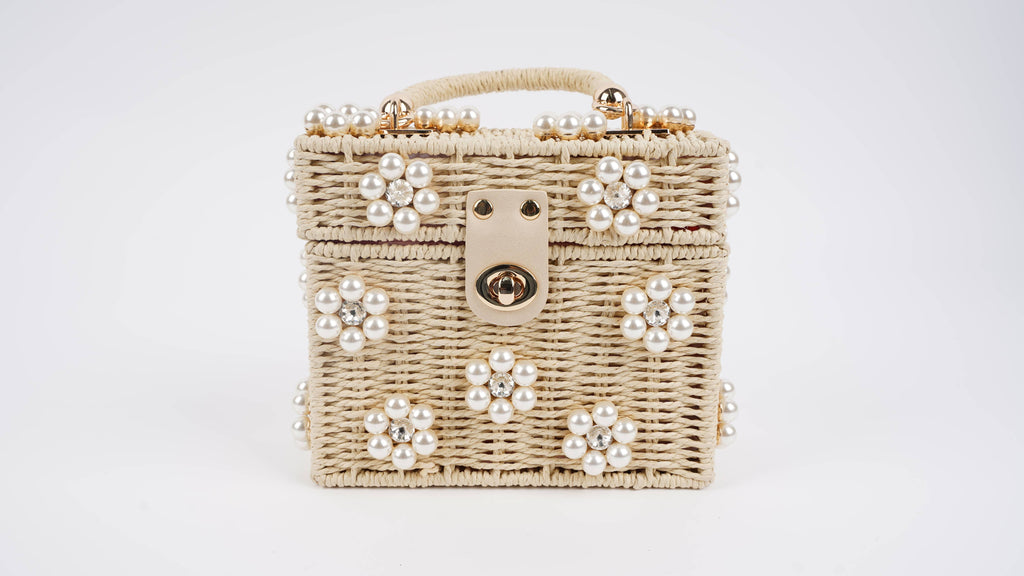 WICKER BUCKET DAISY FLOWER PURSE