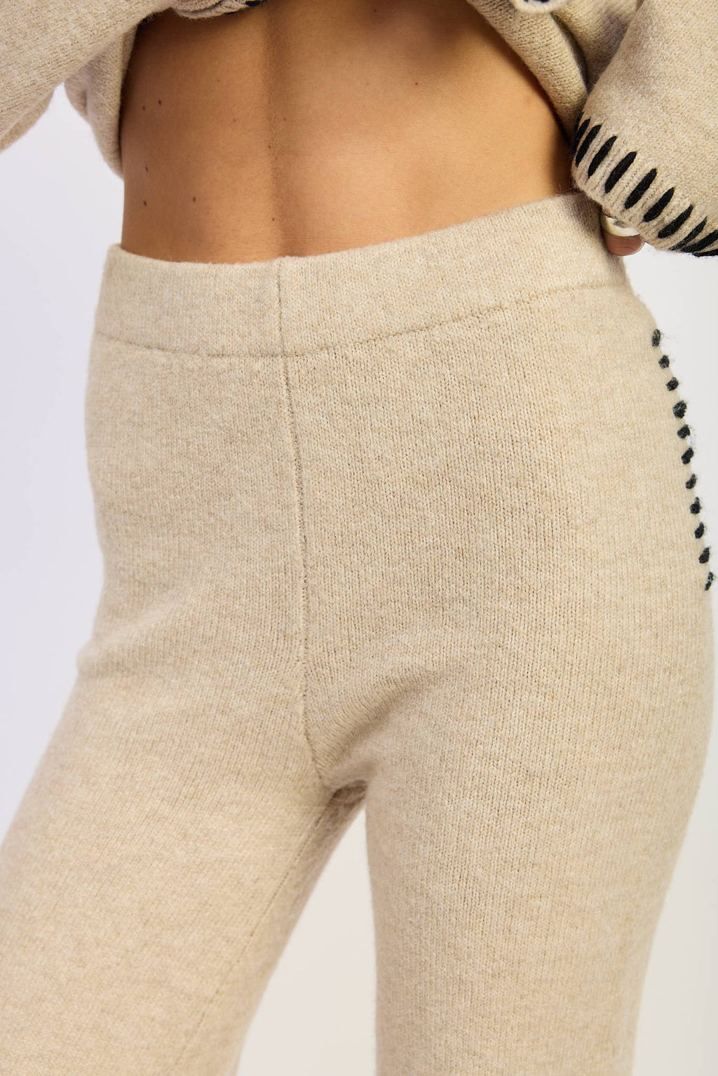 Wide Leg Pants with Blanket Stitching