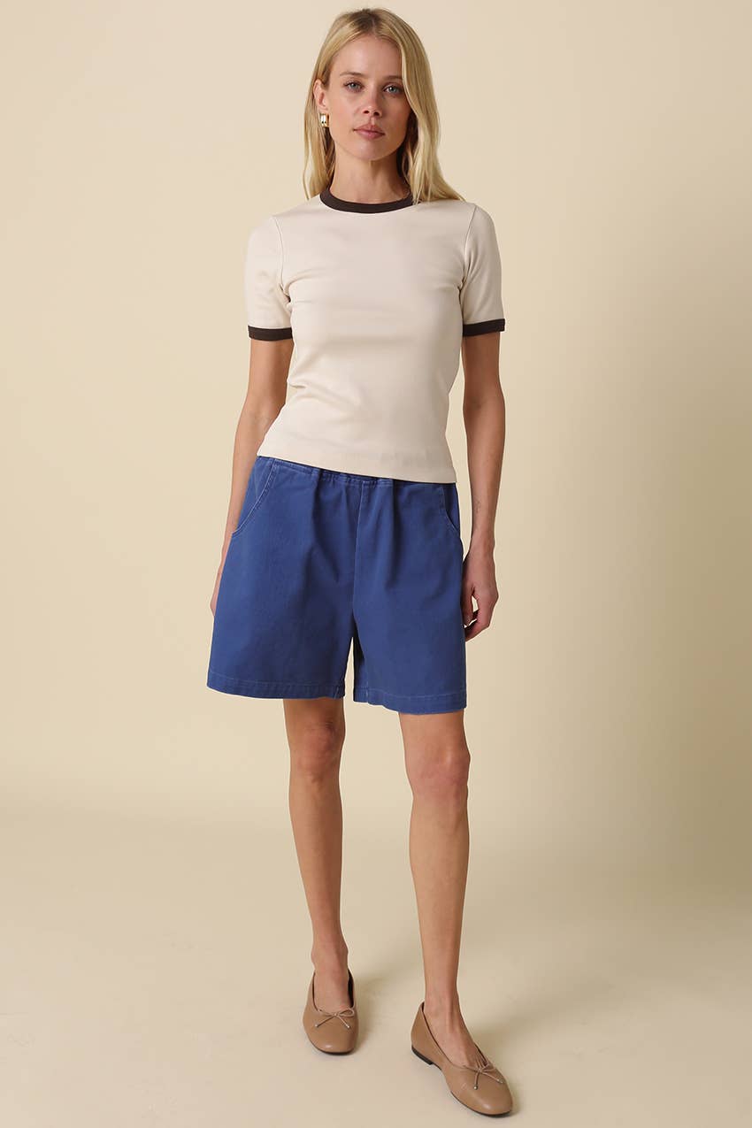 BRISA COTTON PULL-ON BERMUDA SHORTS