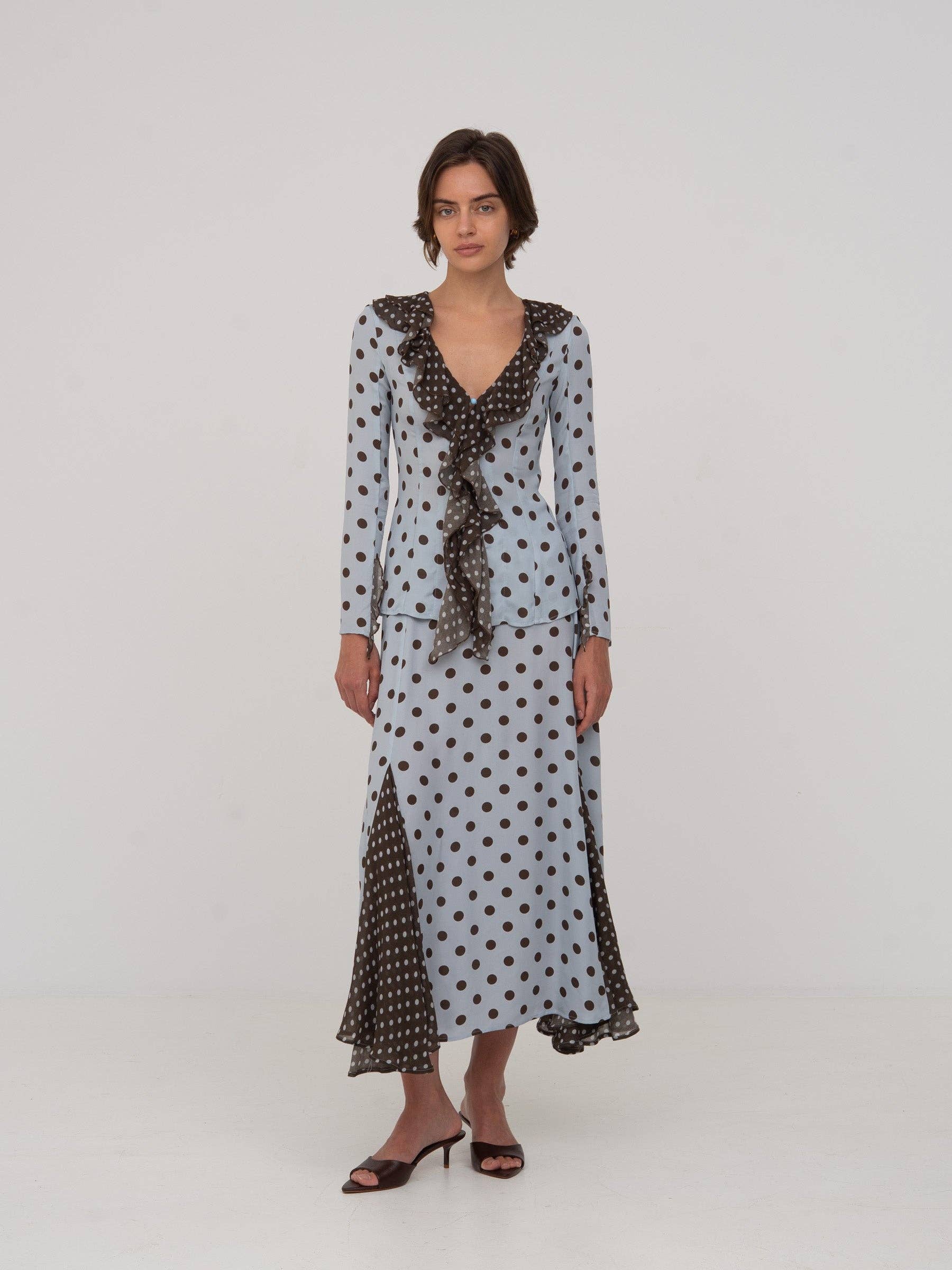 New Blue Polka Dot Blouse