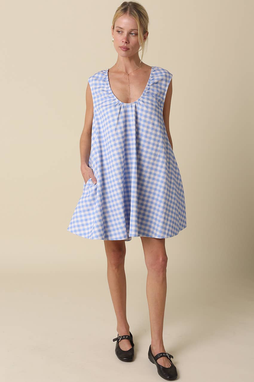 NOELLA GINGHAM SWING MINI DRESS