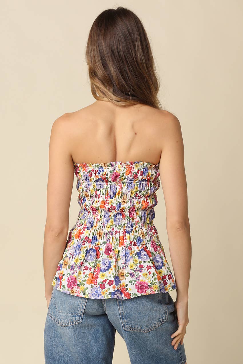 MEADOW SMOCKED FLORAL TUBE TOP