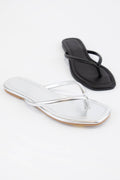 TALLULAH-1 SOLID COLOR SQUARE-TOE THONG SANDAL