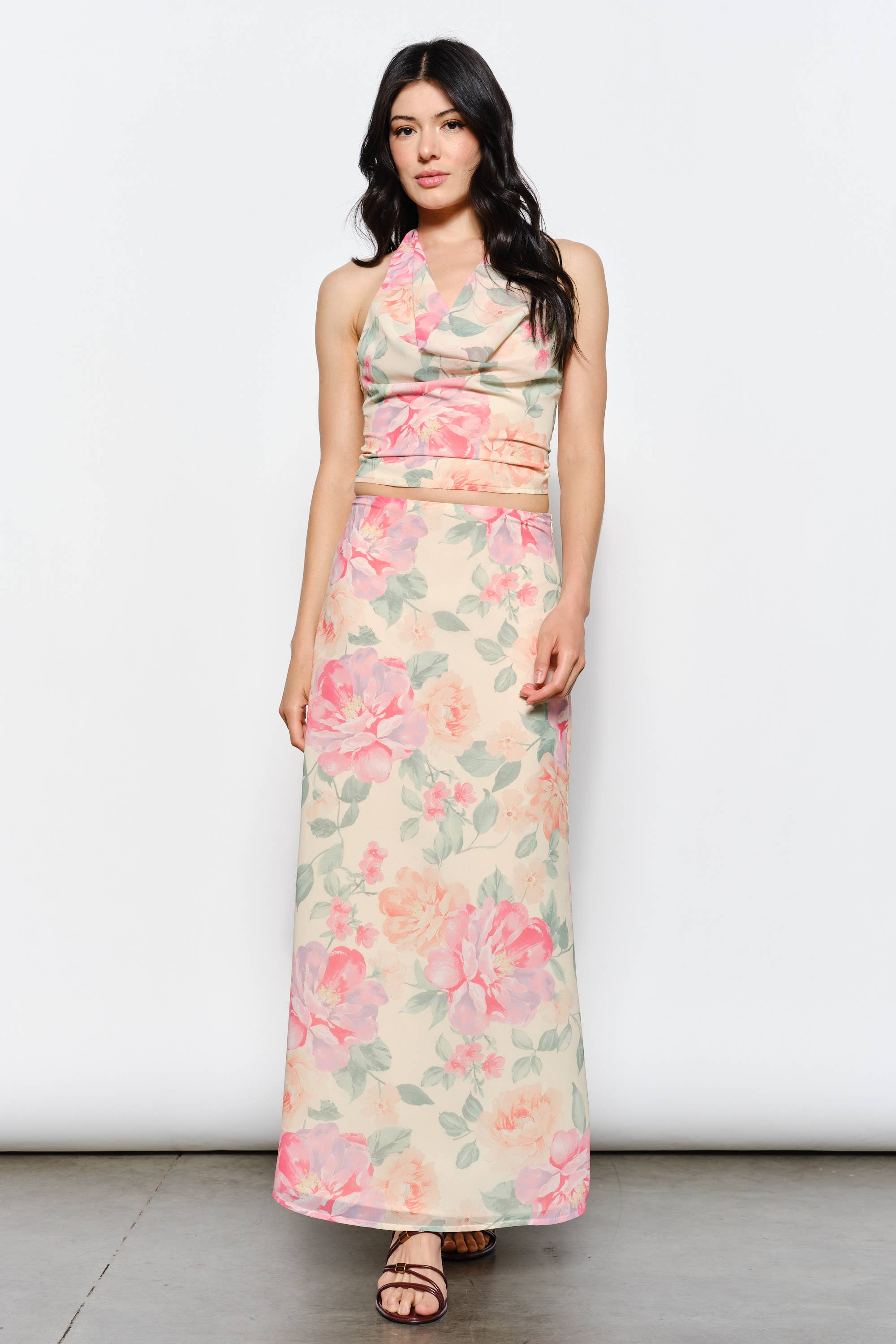 EMILIA EXCLUSIVE FLORAL PRINT HALTER TOP