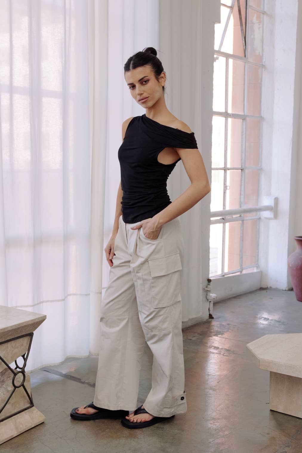 The Emilia Top | Asymmetrical Twist Shoulder Top