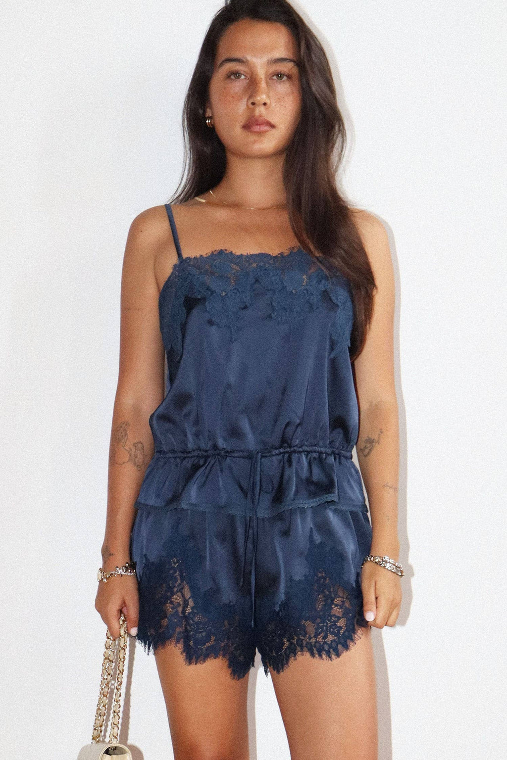 LACE TRIM SATIN CAMI TOP