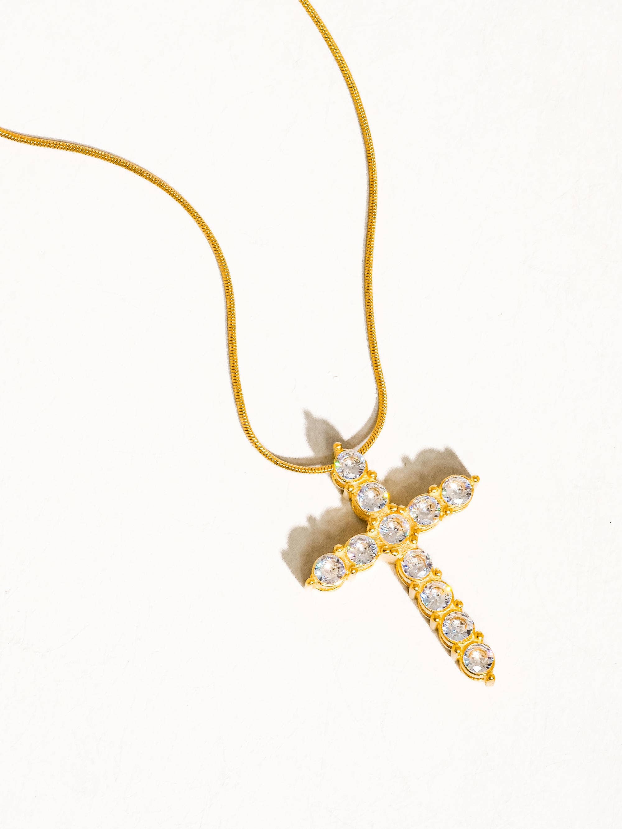 18K Gold Non-Tarnish Cross Necklace