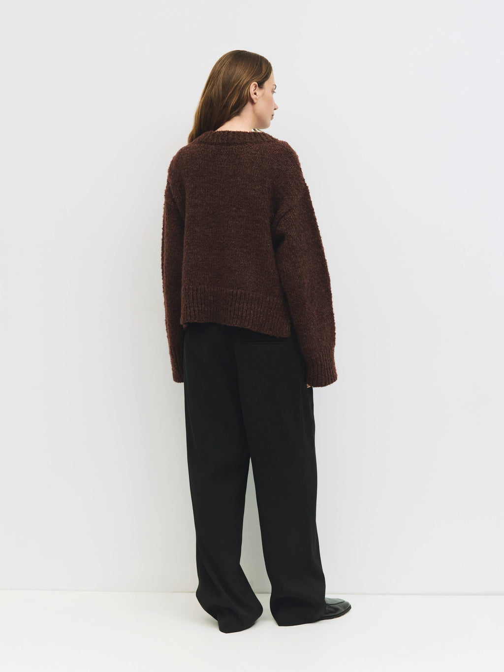 The Glen Sweater | Boucle Knit V Neck Sweater