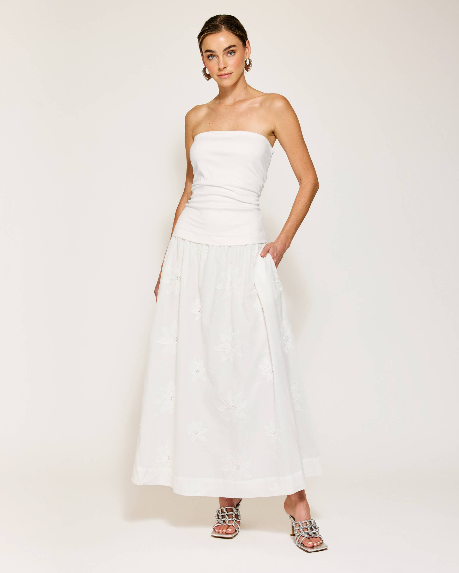EMBERLY MIX-MEDIA DRESS