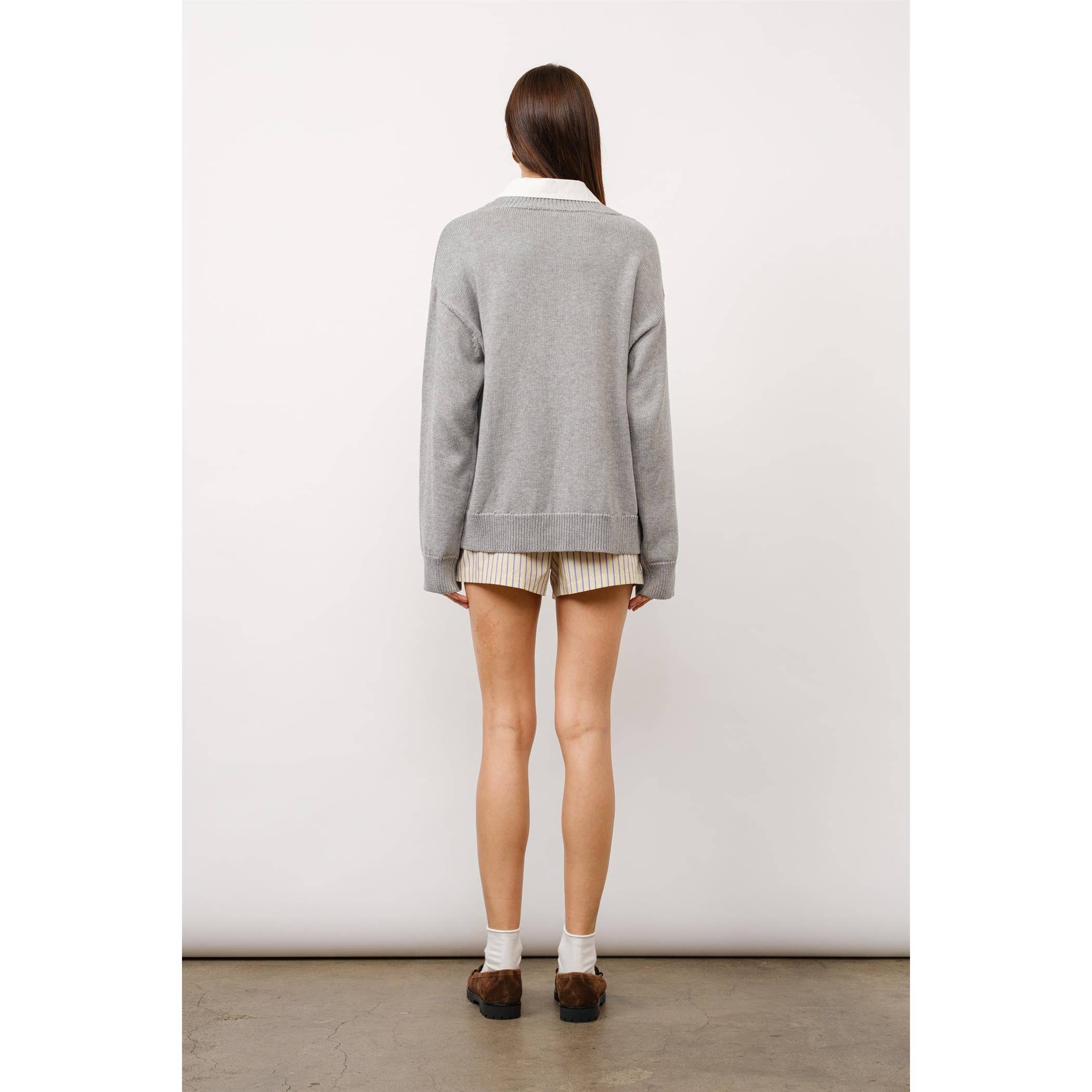 Cove Collared Two-Fer Oversized Sweater