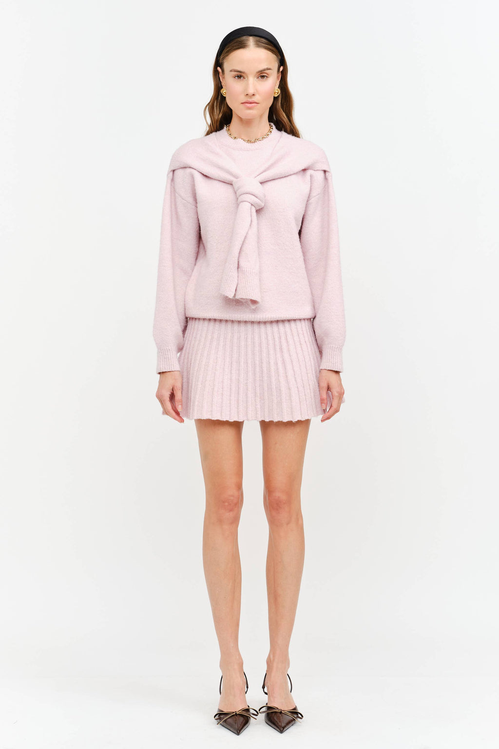MAUDE DUSTY ROSE KNIT SKIRT
