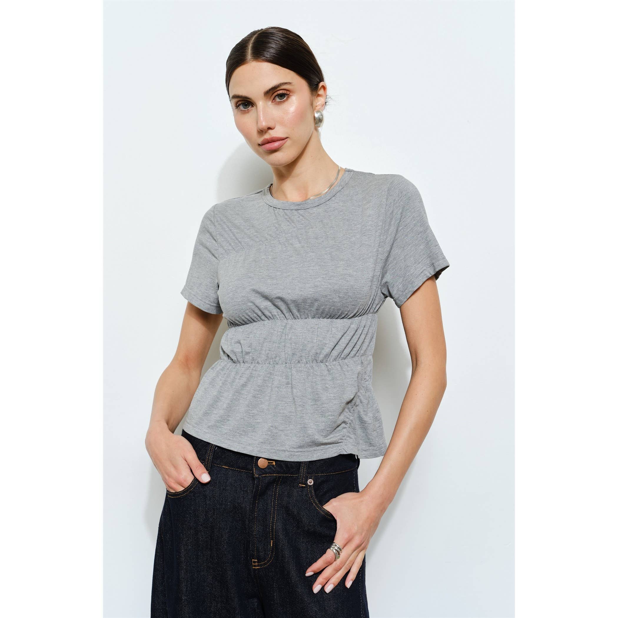 Noemi Ruched Wrap Tee