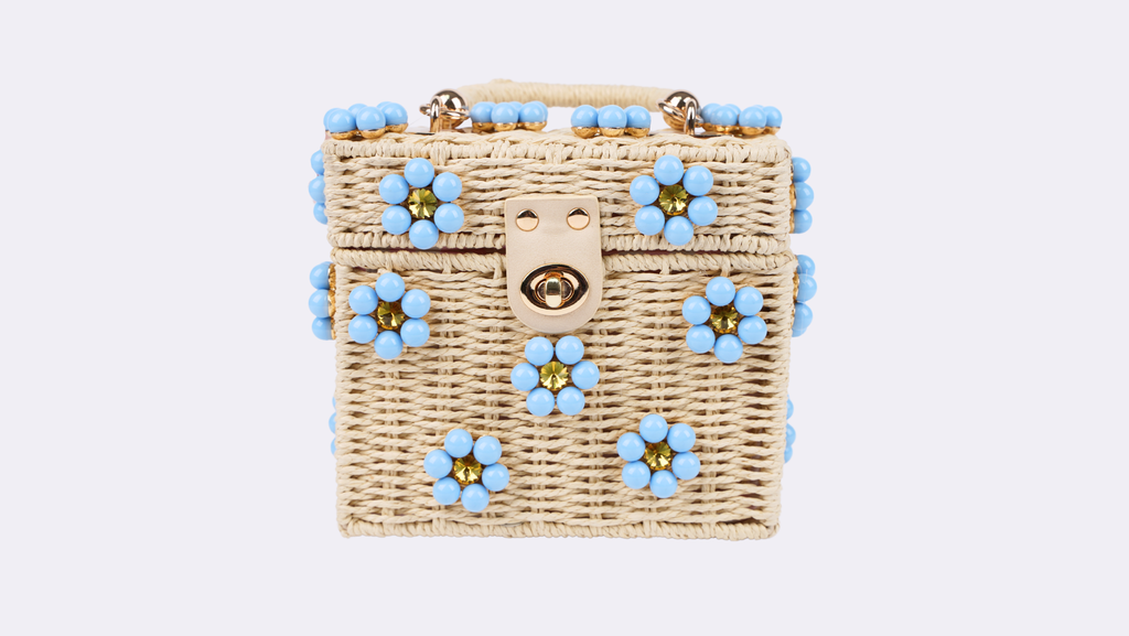 WICKER BUCKET DAISY FLOWER PURSE