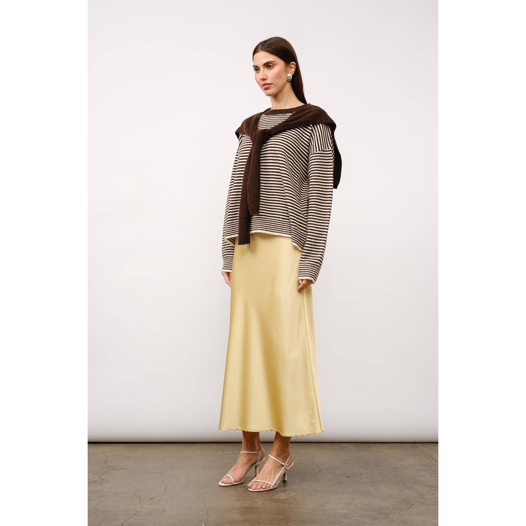 Kate Striped Sweater with Detachable Shawl