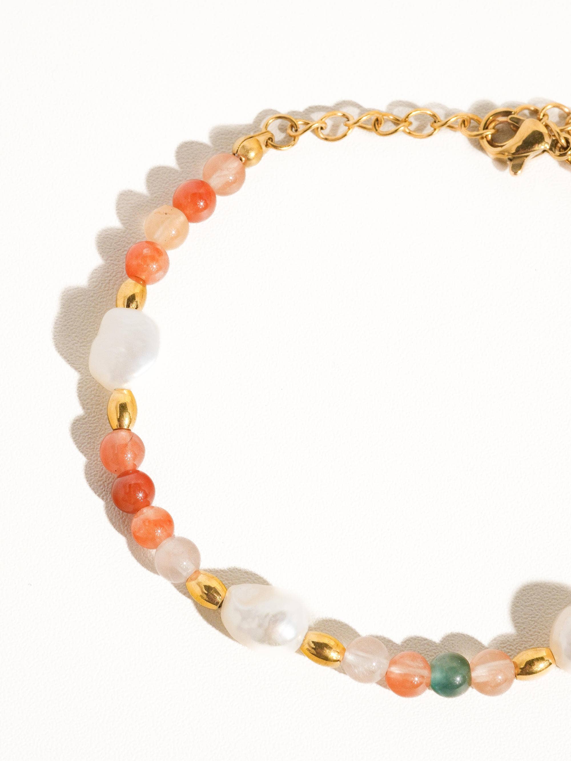 18K Non-Tarnish Bohemian Stone & Bead Bracelet