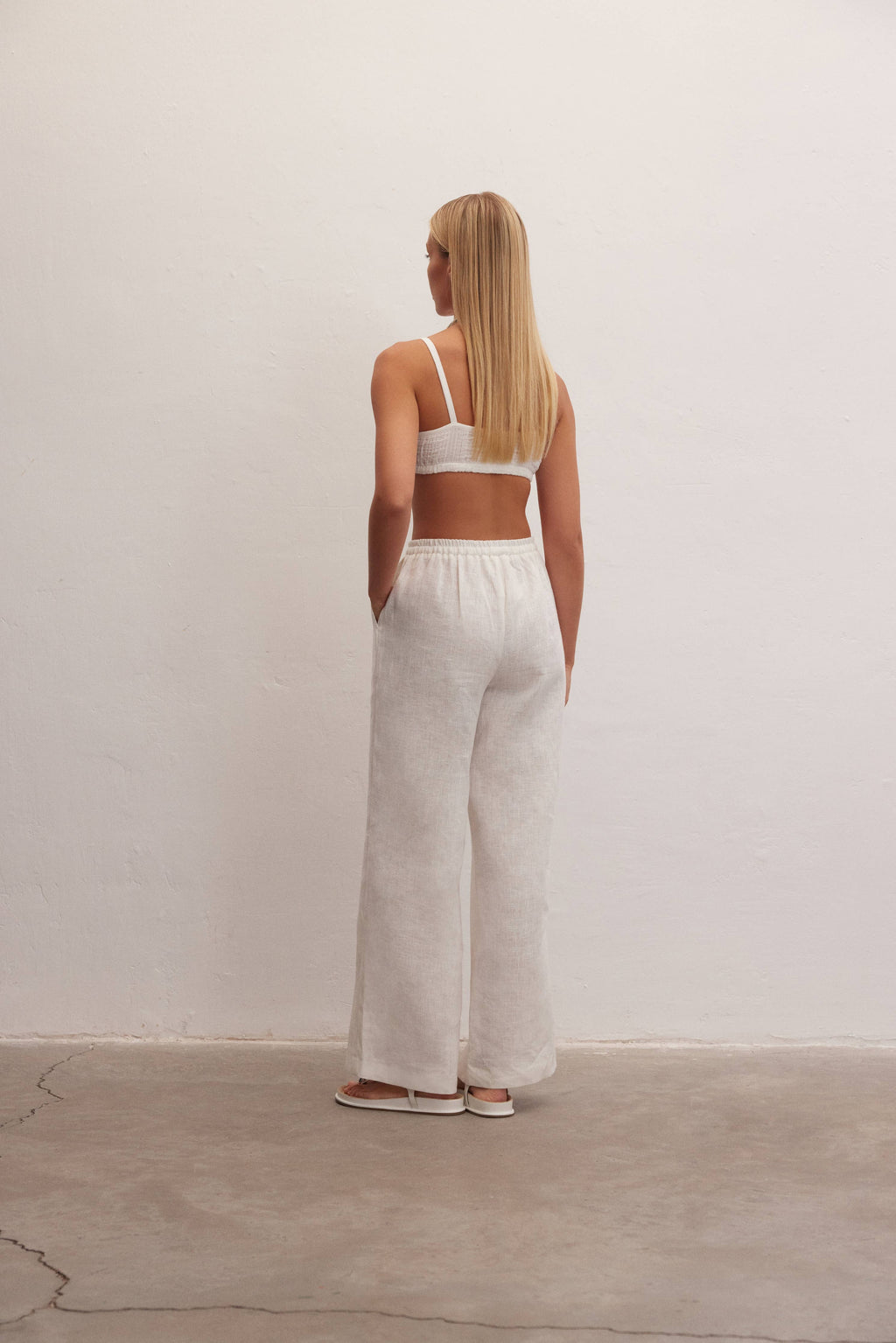 Ivory | Wide-Leg Linen Pants