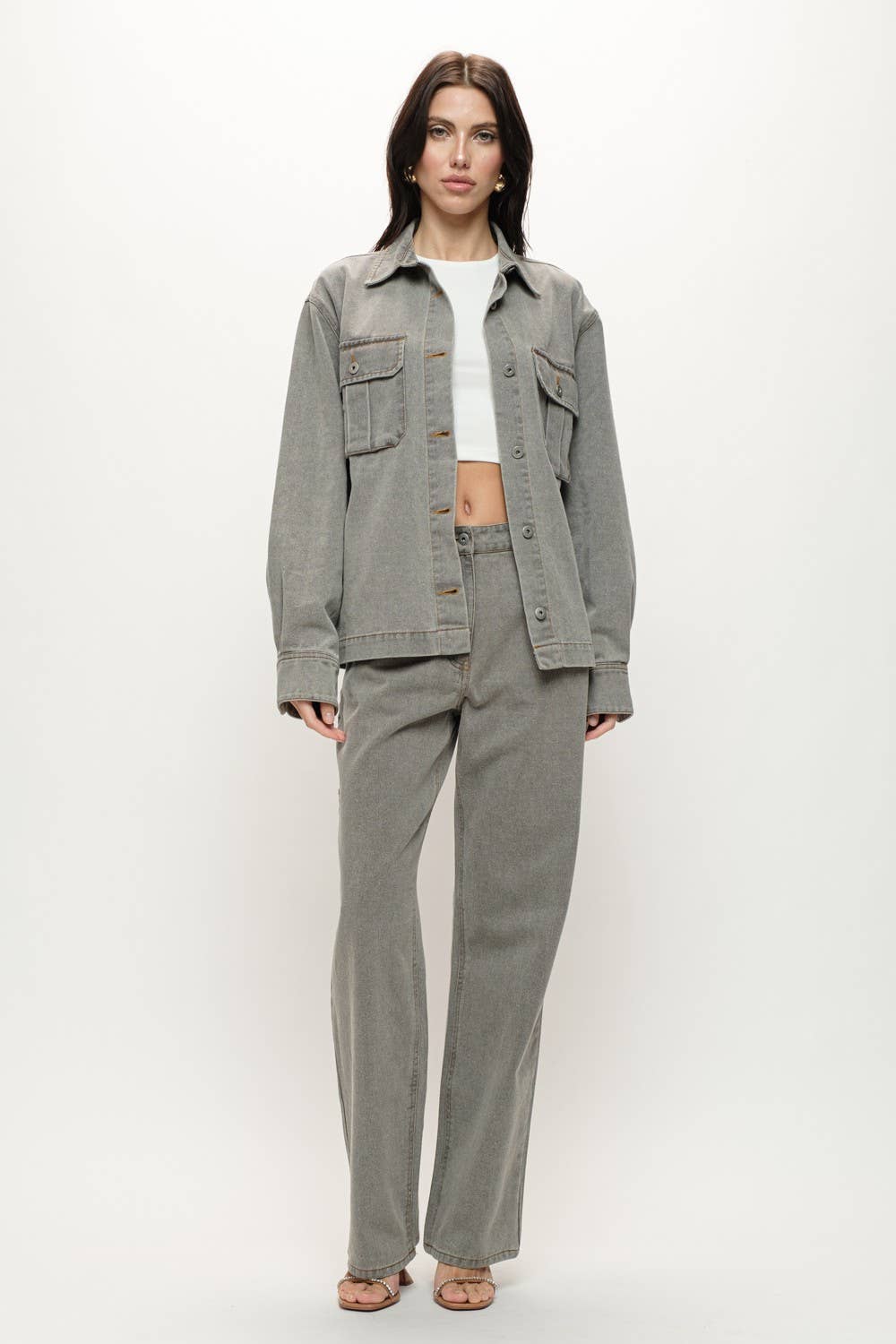 Denim Cargo Overshirt
