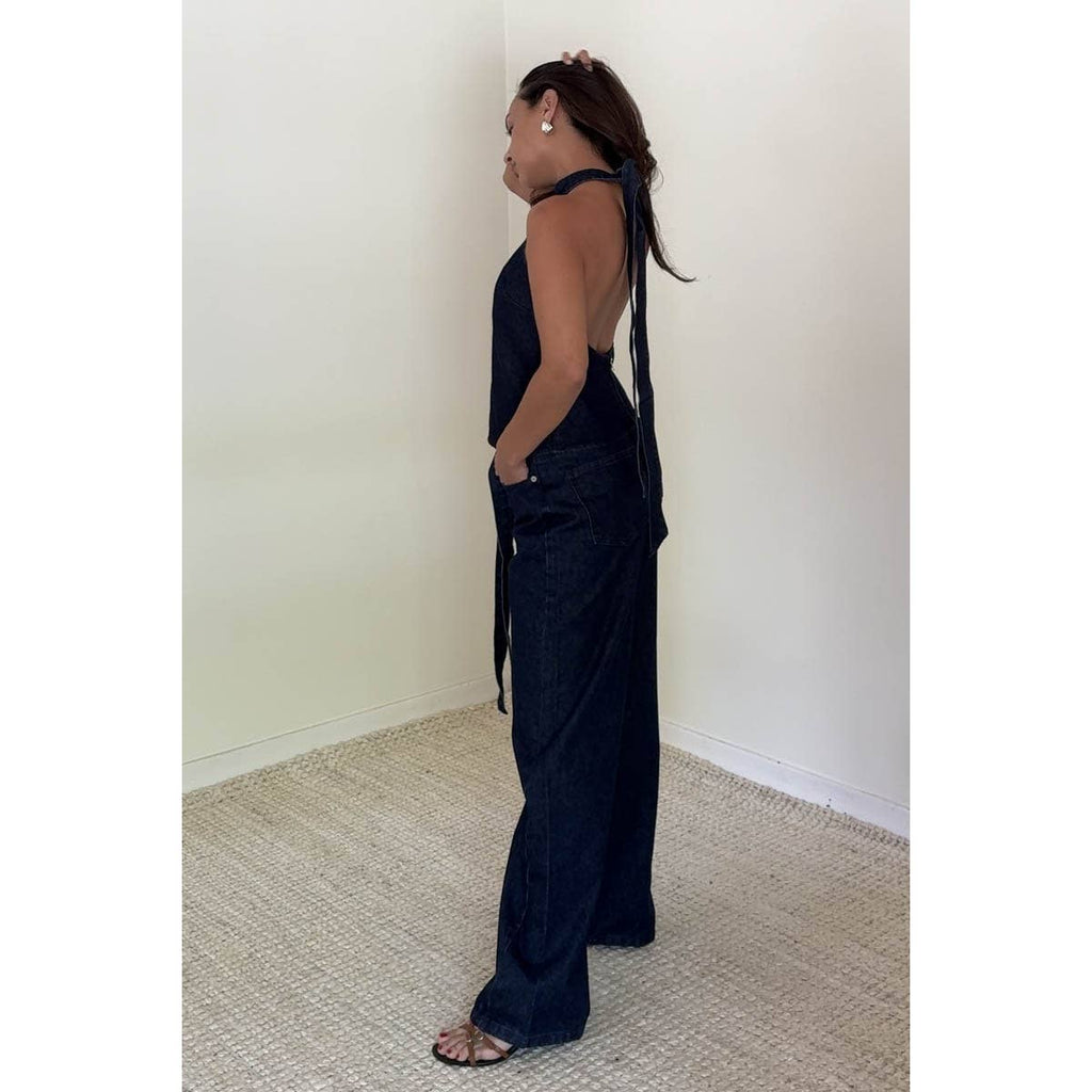 Self-Tie Belt Loose Baggy Fit Denim Pants
