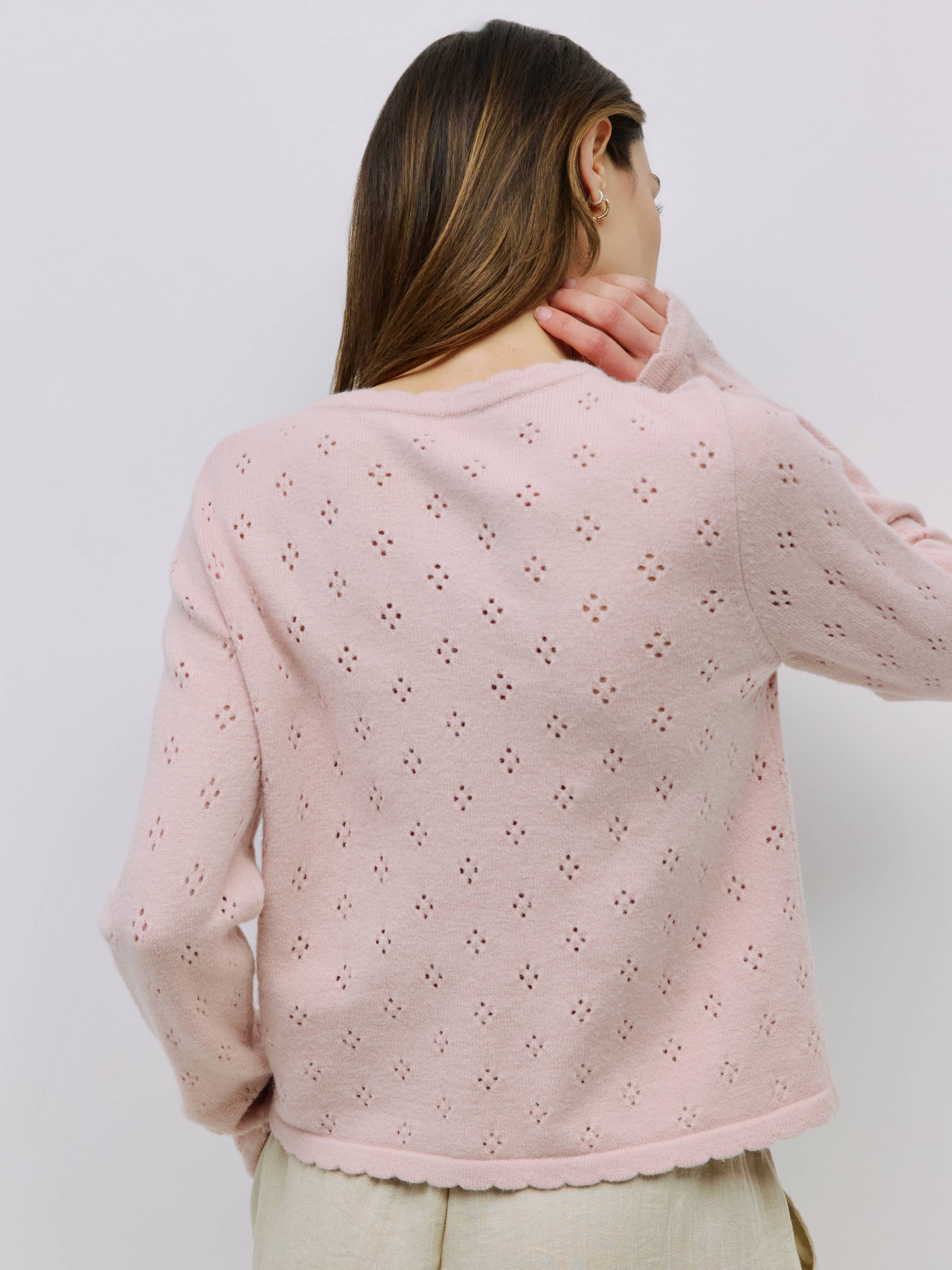 The Carmela Cardigan | Scalloped Pointelle Cardigan