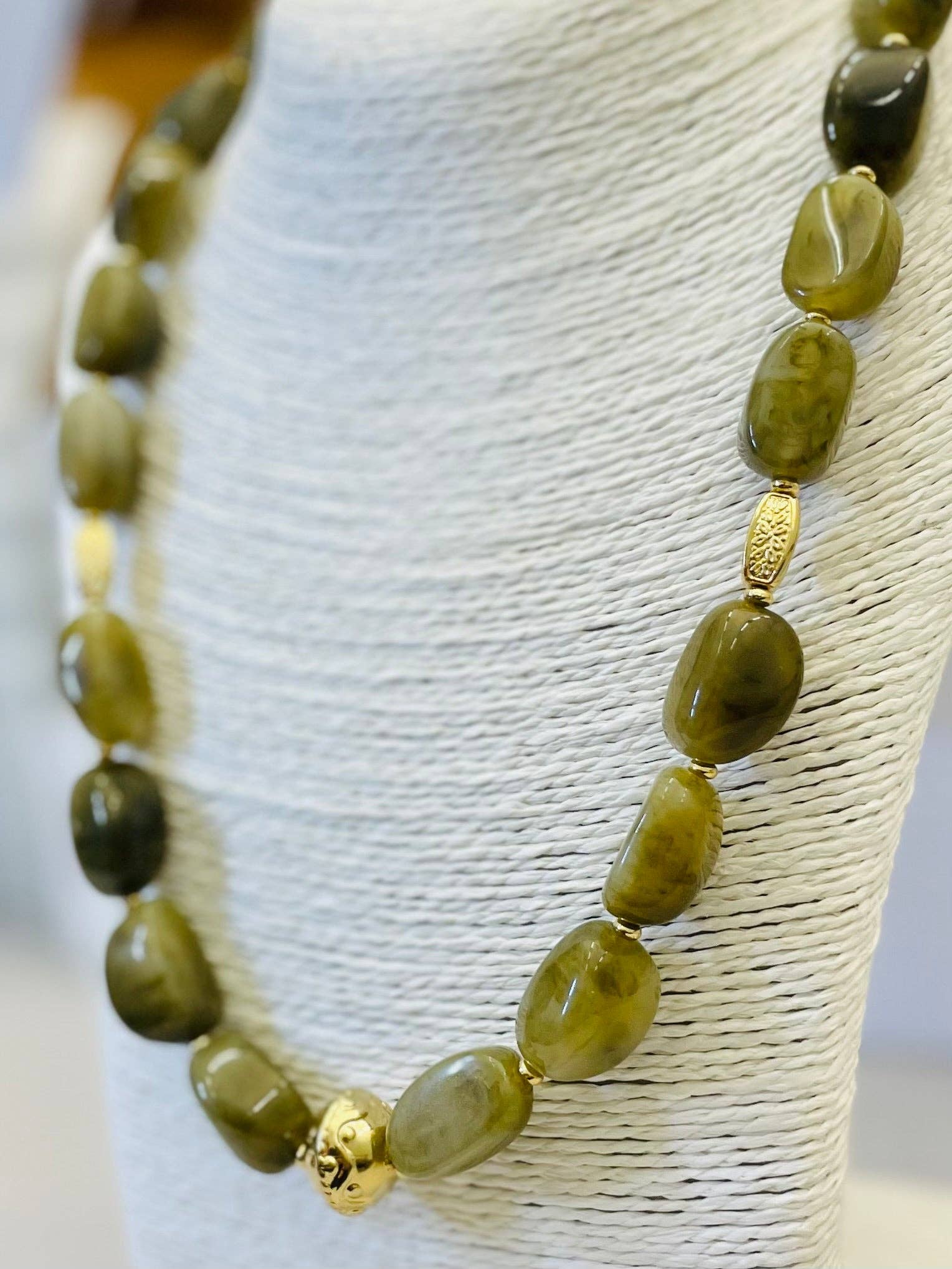 Green Marble Beaded Necklace