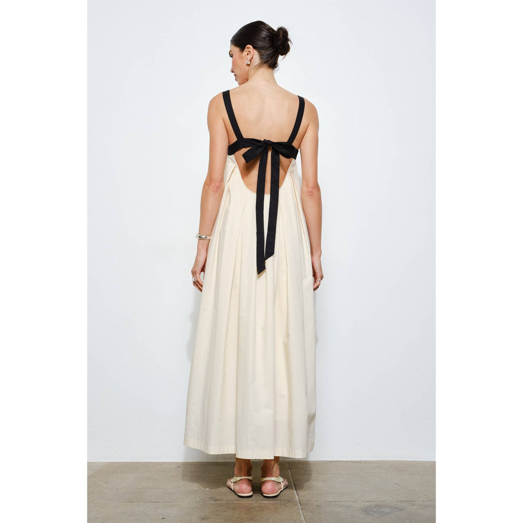 Amelia Box Pleat Maxi Dress in Sea Salt