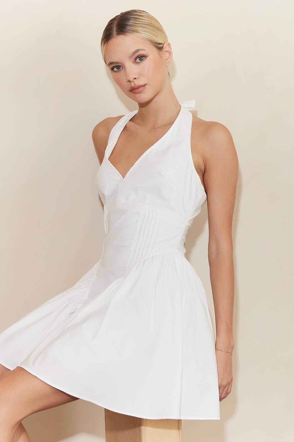 TIMELESS CLASSIC CLASSY HALTER NECK MINI DRESS