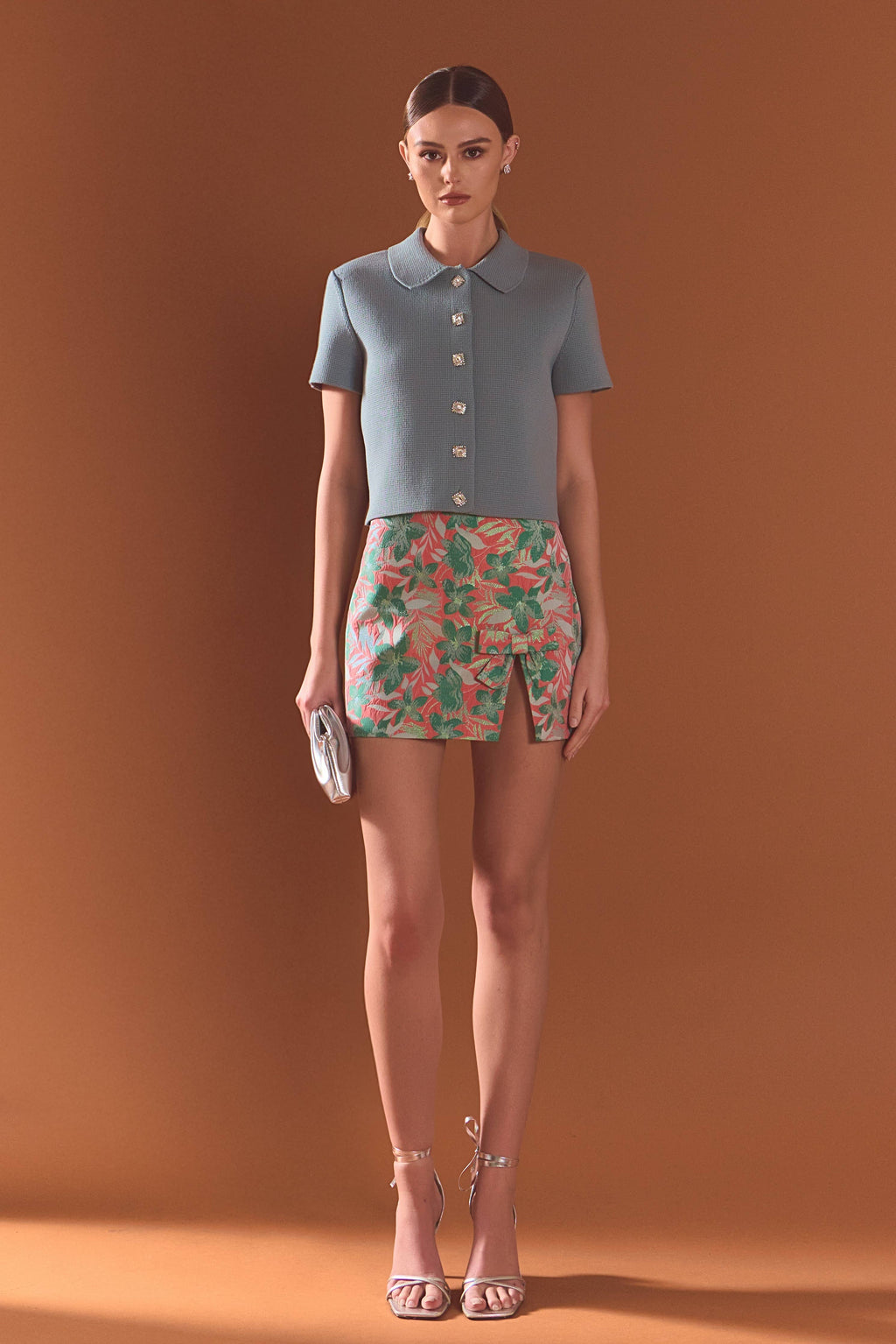 JEWL BUTTONED CROPPED KNIT TOP