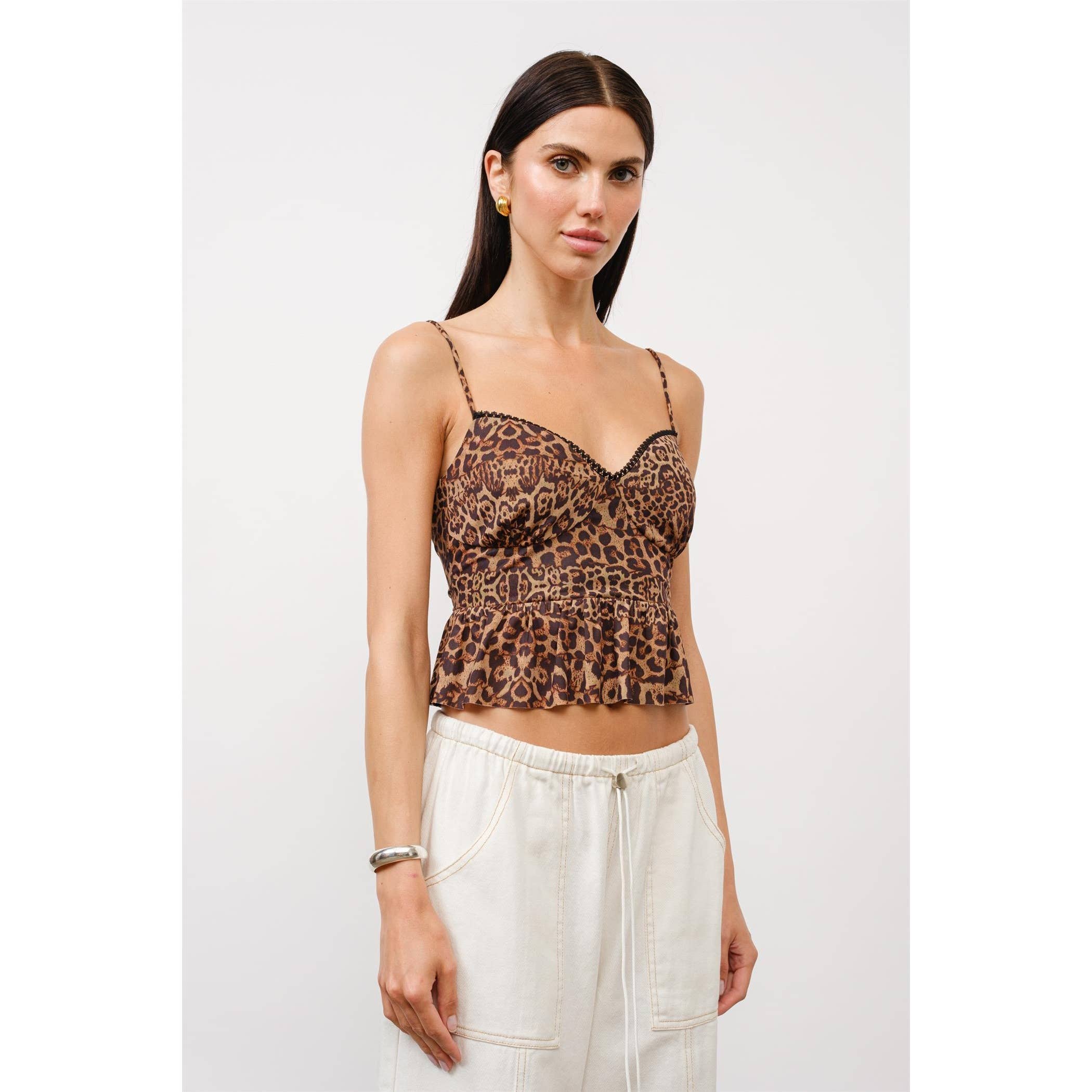 Luna Leopard-Print Mesh Top