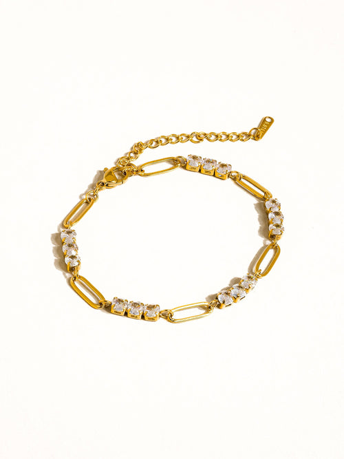 Basil 18K Gold Non-Tarnish Rhinestone Chain Bracelet