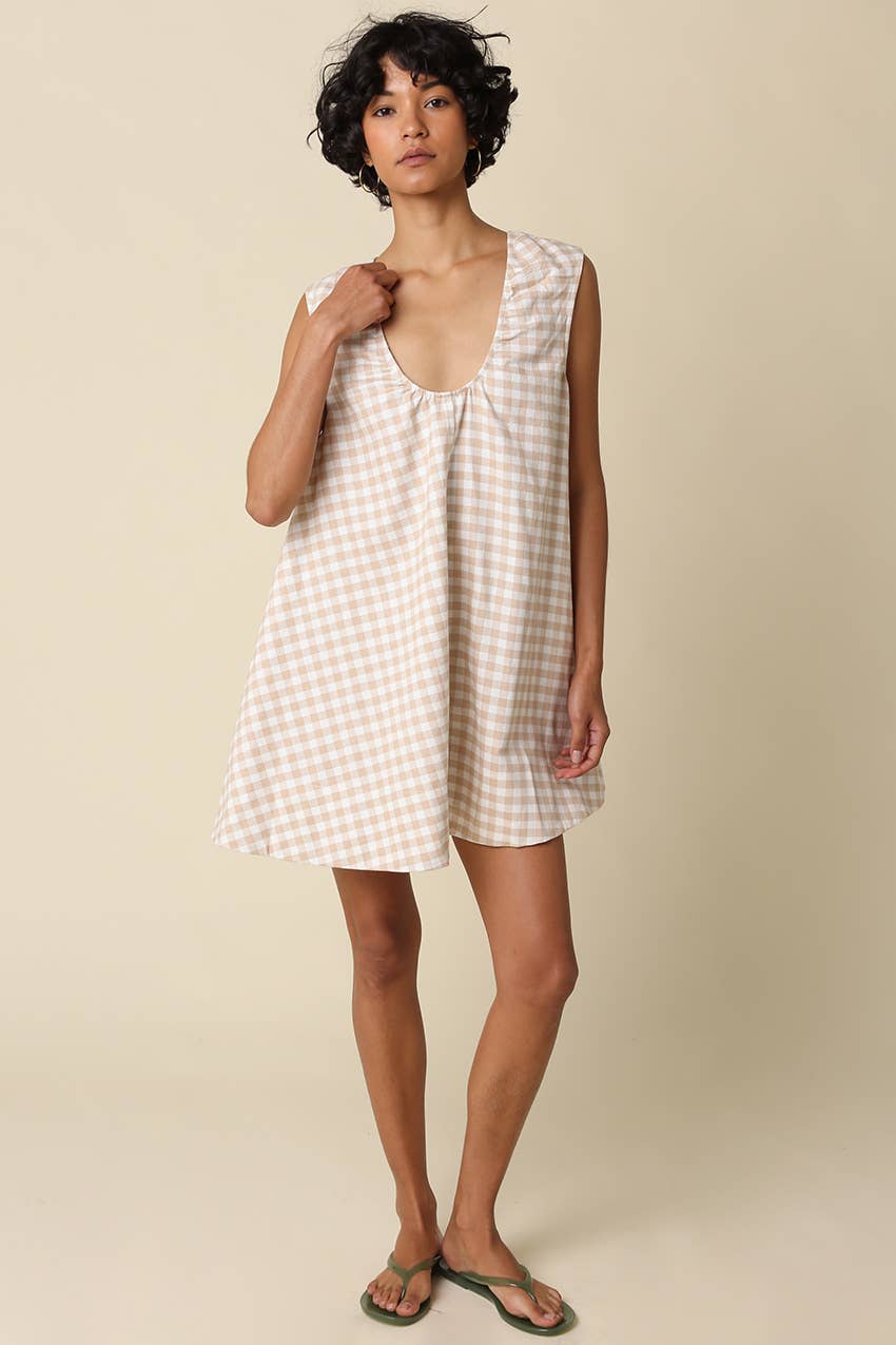 NOELLA GINGHAM SWING MINI DRESS