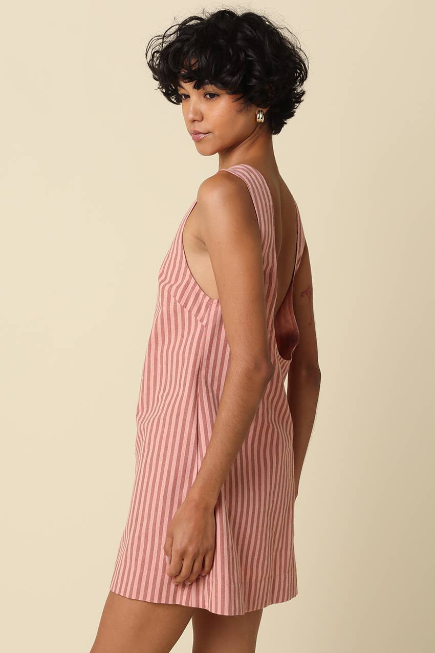 CHARIS STRIPE OPEN0BACK MINI DRESS