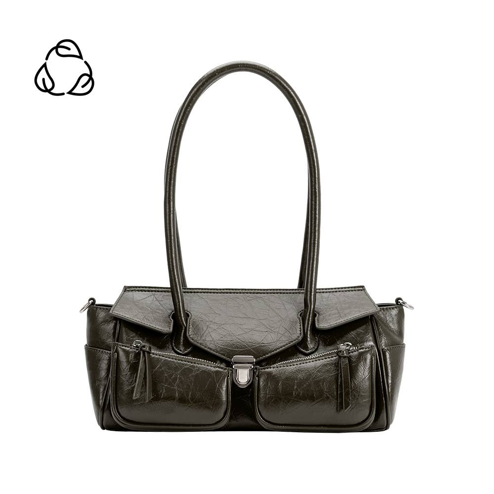Ruthie Olive Recycled Vegan Leather Shoulder Bag