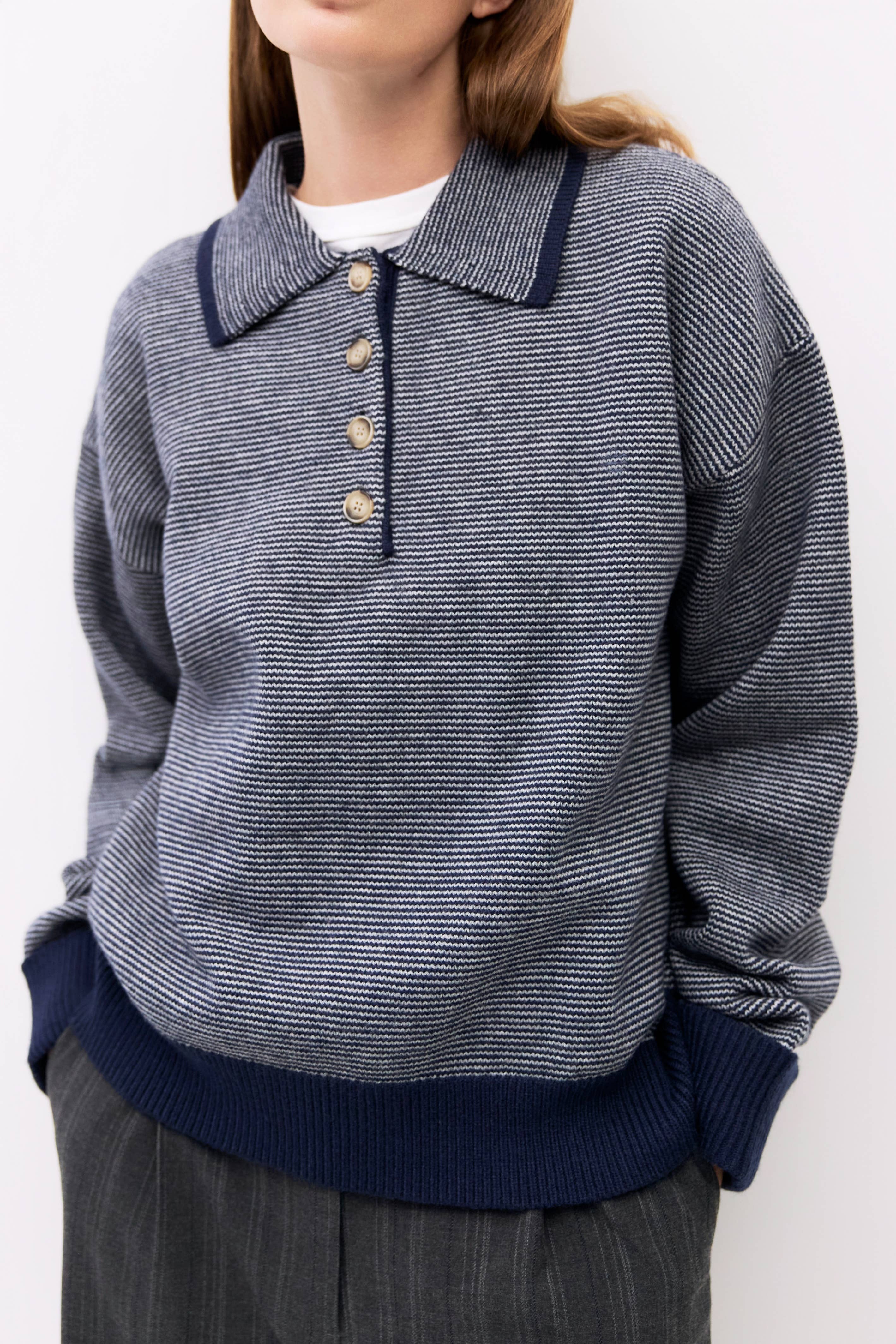 The Myers Sweater | Striped Collared Sweater