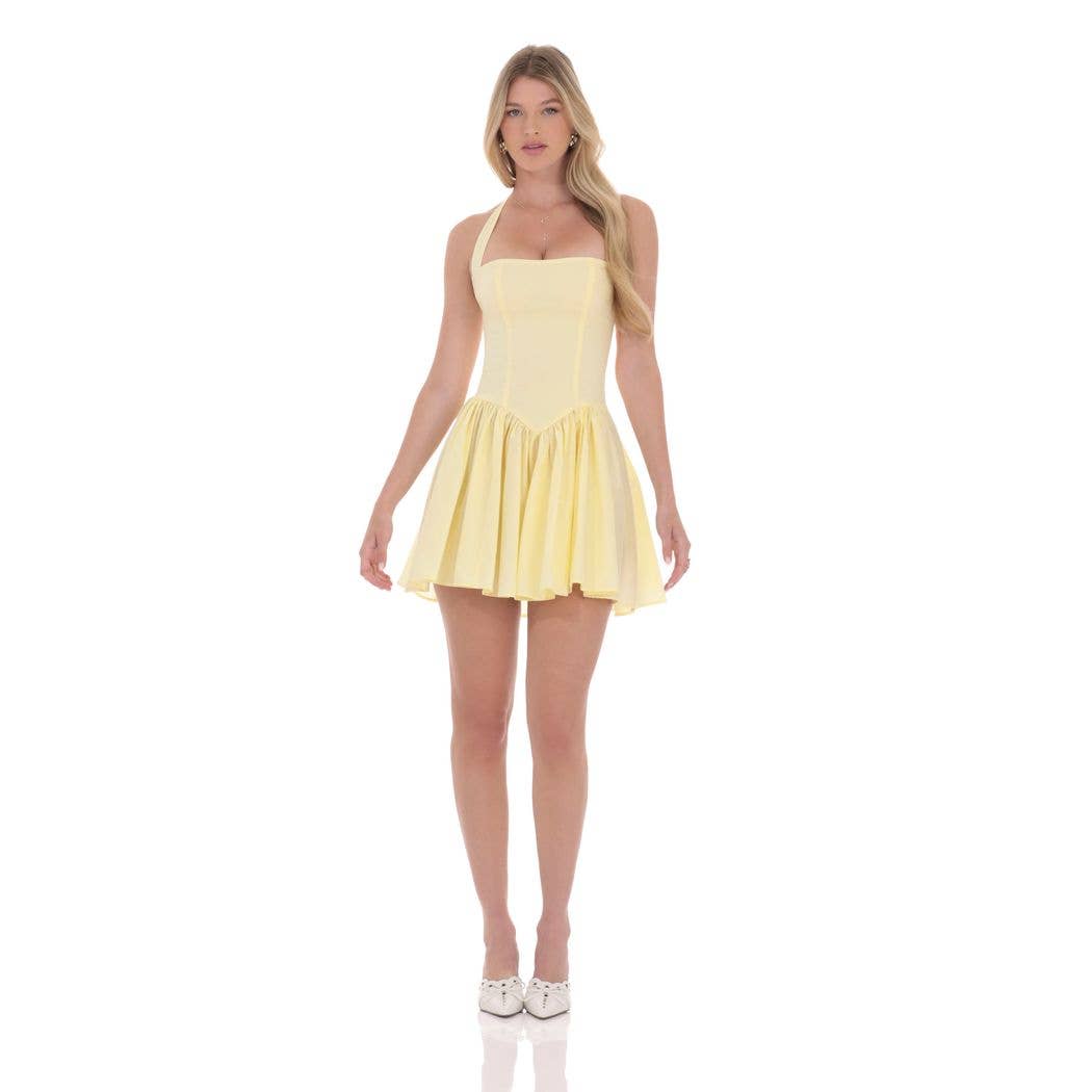 Halter A-line Dress in Yellow