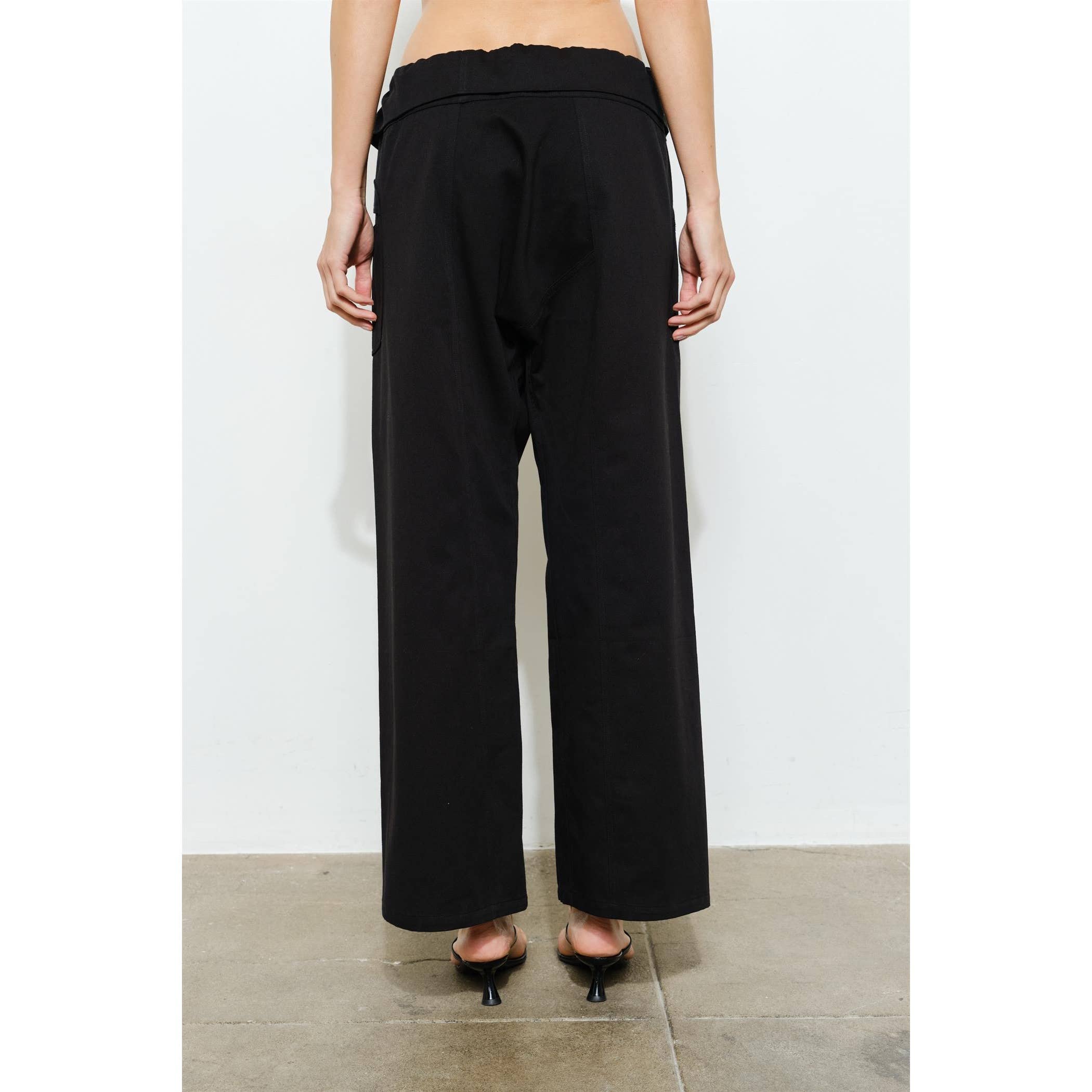 ANJA FOLD-OVER COTTON TWILL PANT