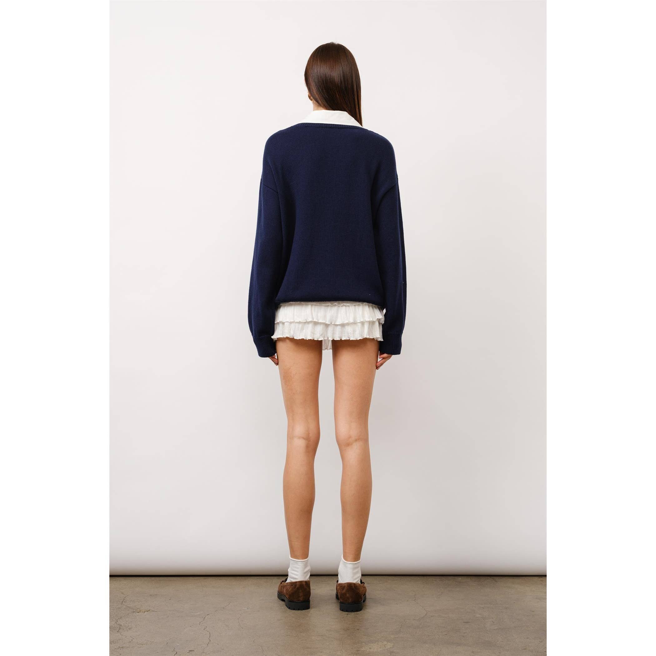Cove Collared Two-Fer Oversized Sweater