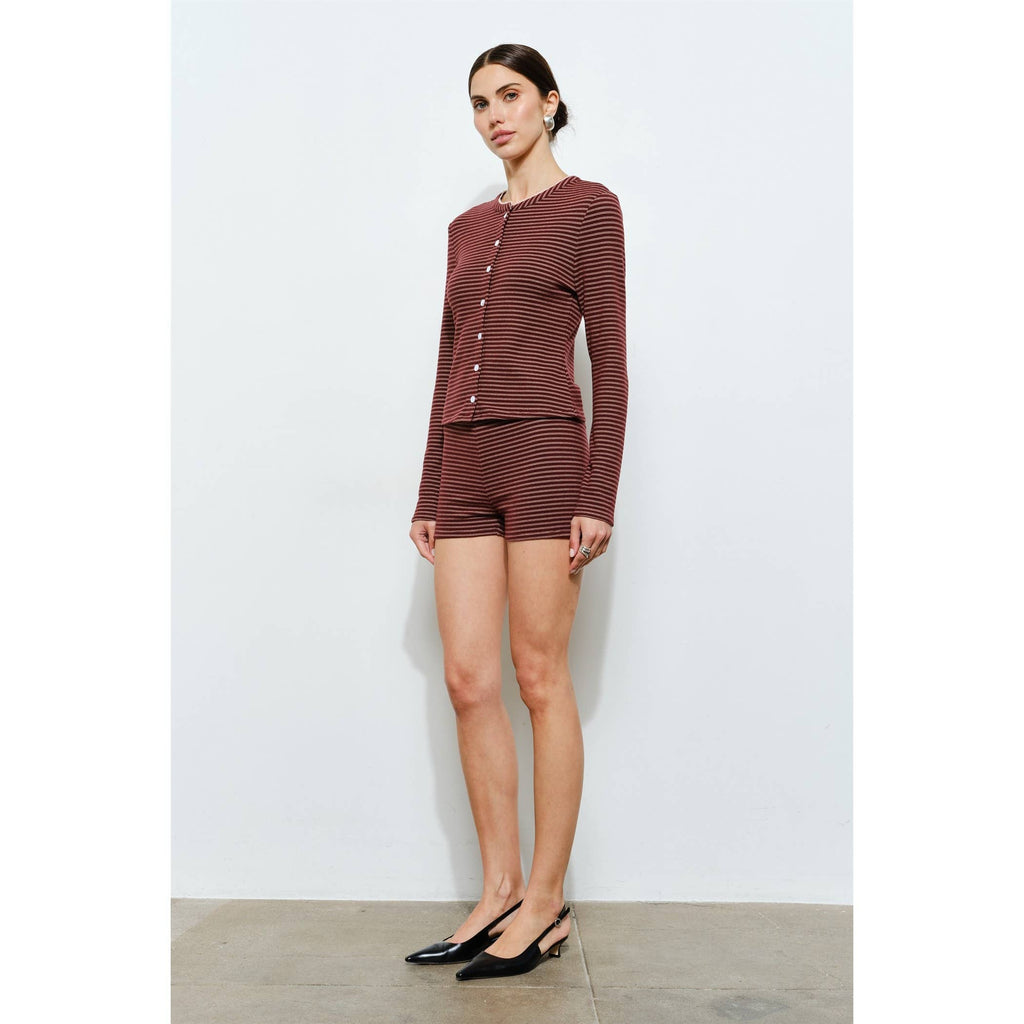Renata Striped Long Sleeve Button Up Top