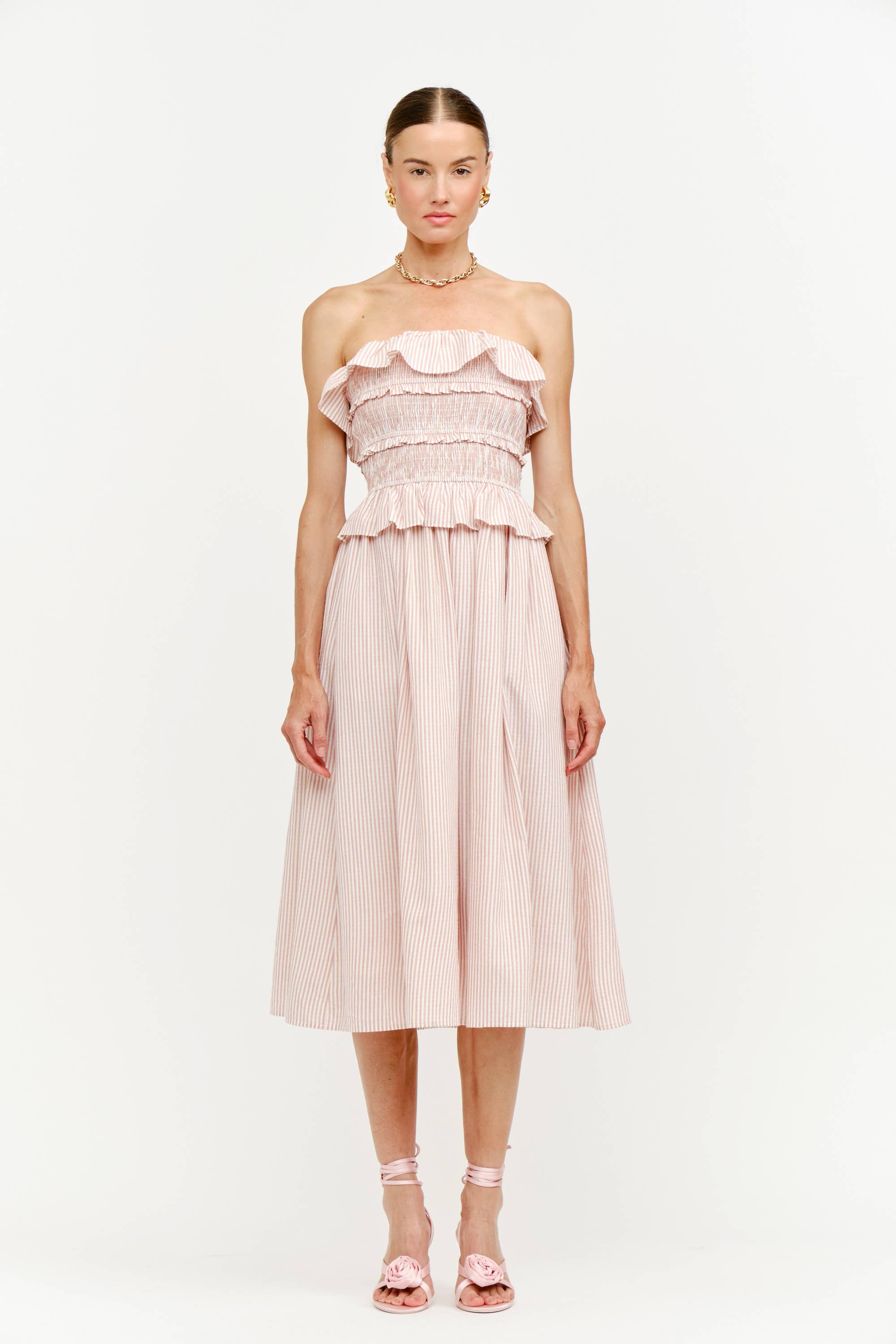 FLYNN BLUSH STRIPE DRESS