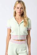 CARLA CONTRAST KNIT ZIP-UP