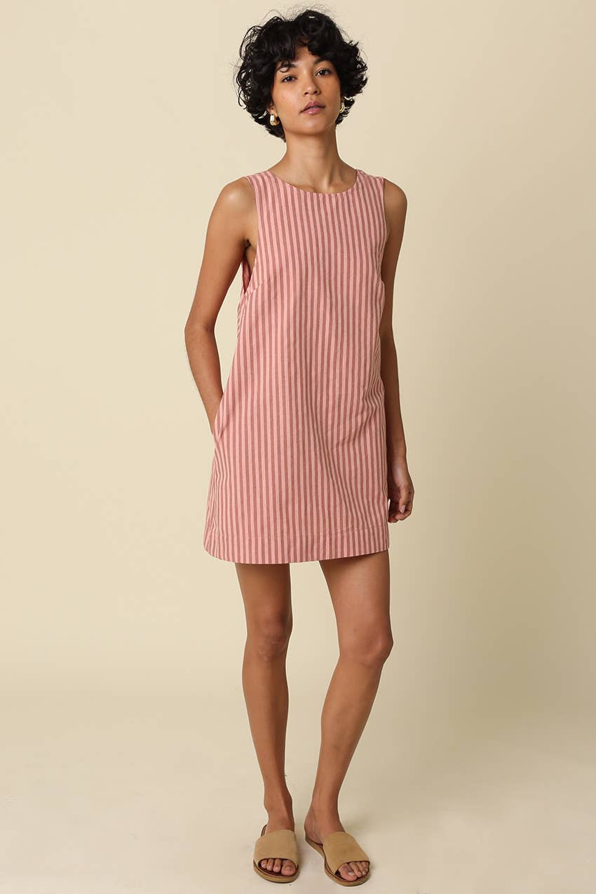 CHARIS STRIPE OPEN0BACK MINI DRESS