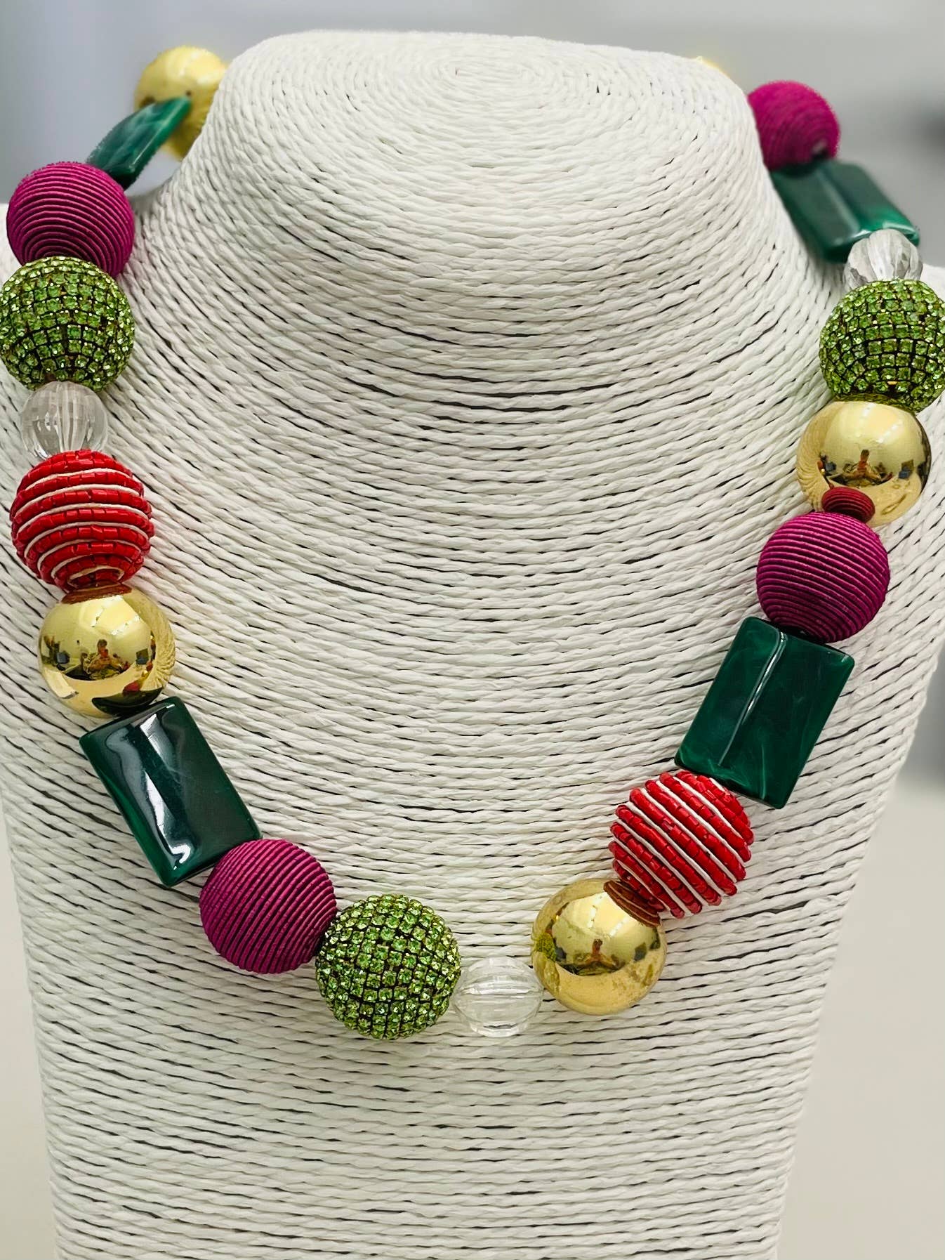 Pink/Green/Gold Holiday Spice Necklace
