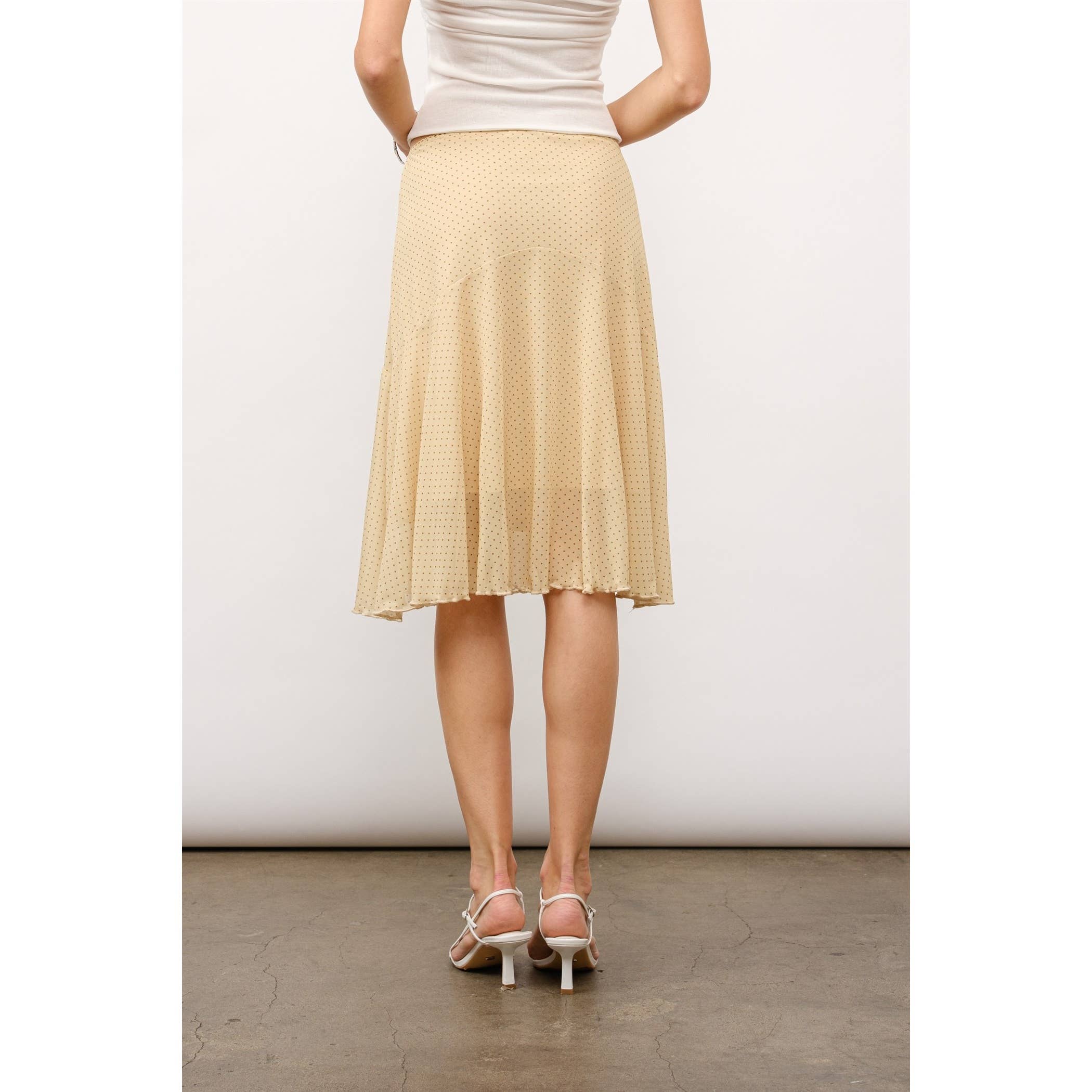 Lilou Polka Dot Mesh Mid Skirt