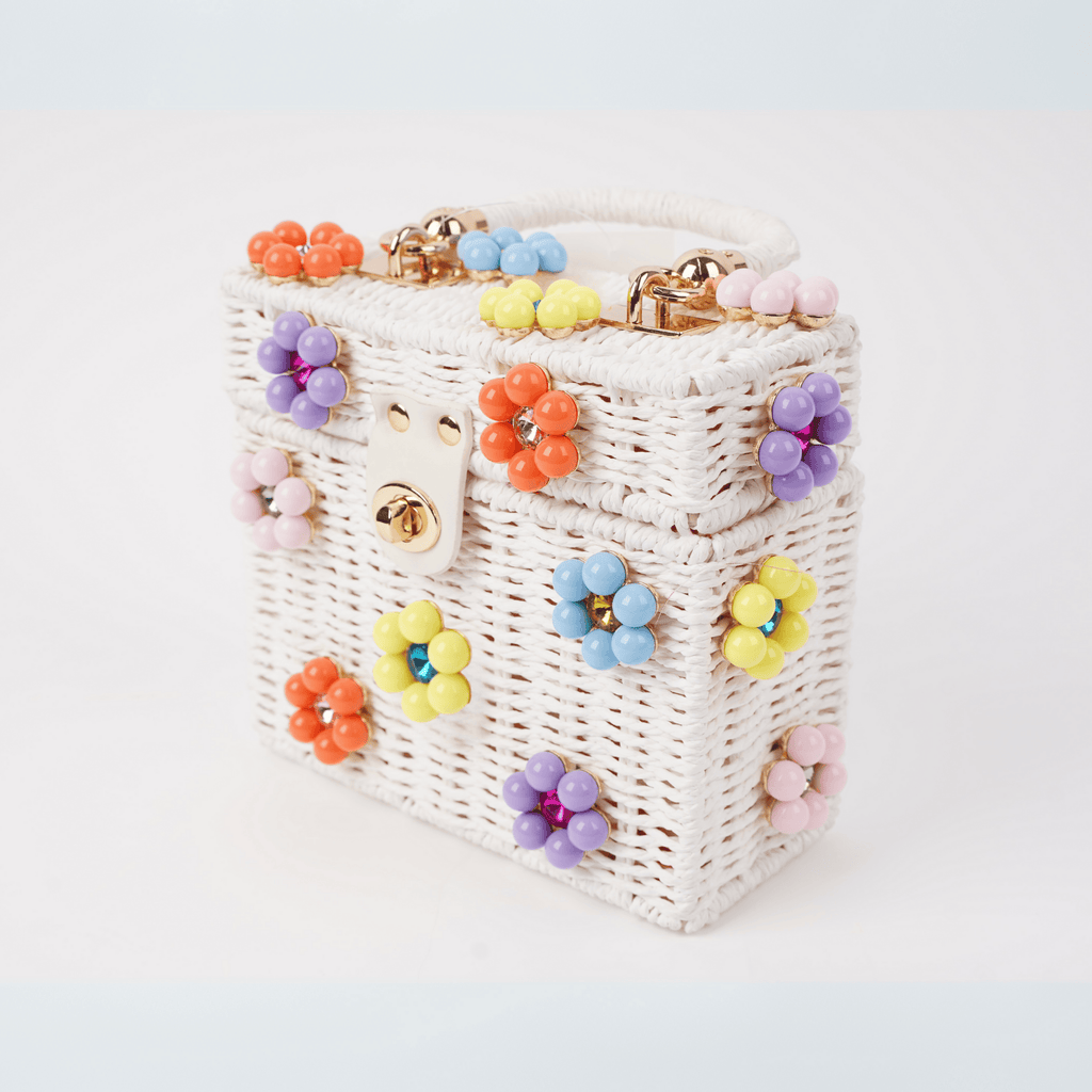 WICKER BUCKET DAISY FLOWER PURSE
