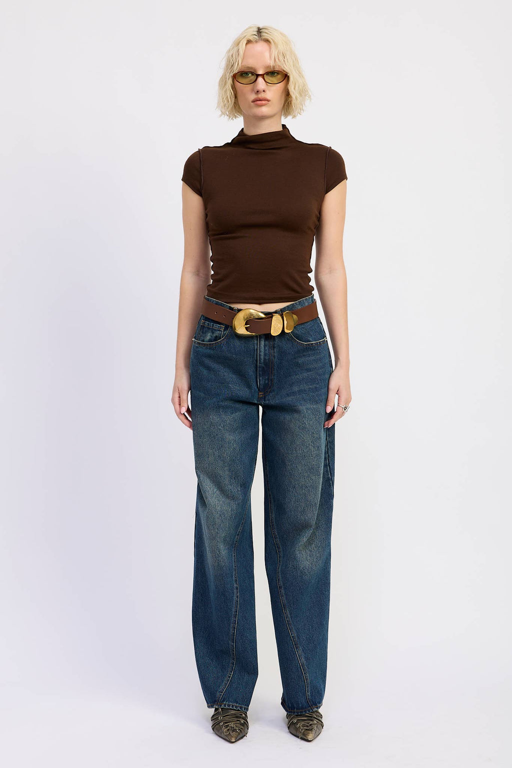 Mock Neck With Exposed Seams